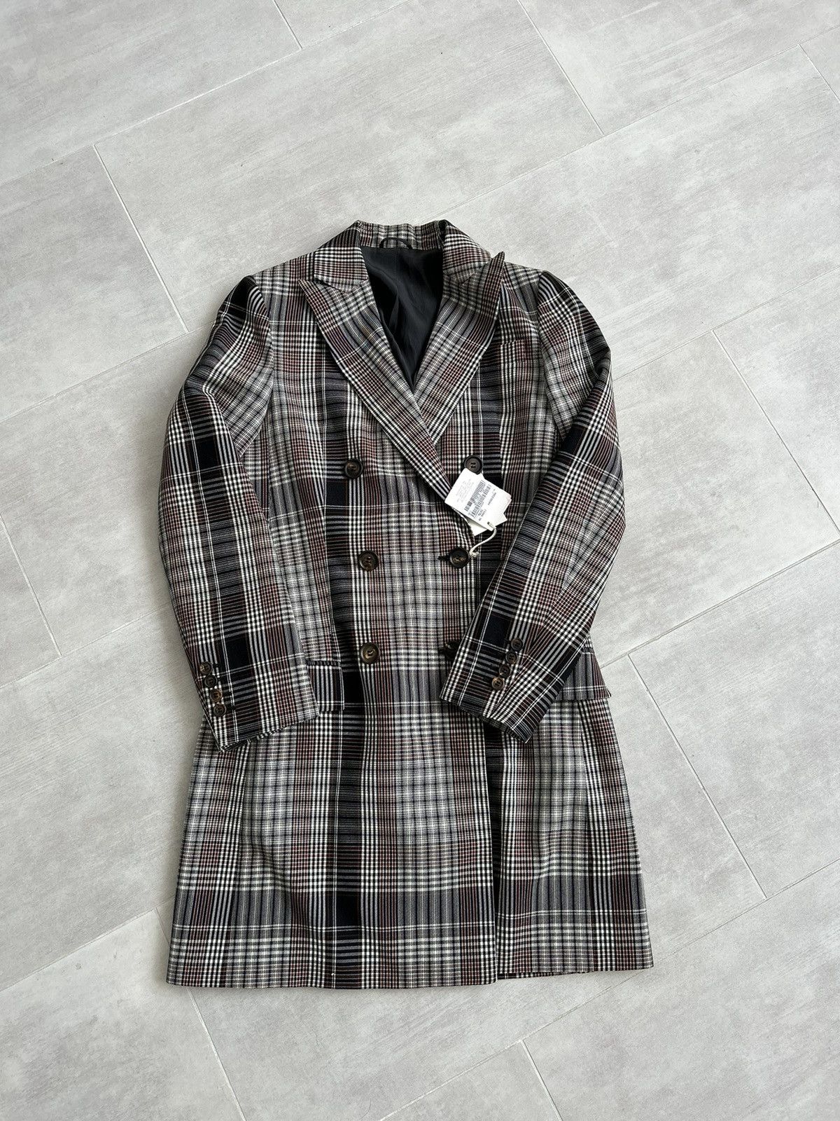 Brunello Cucinelli NEW❗️ BRUNELLO CUCINELLI Double-Breasted Checked Wool Coat Size XS / US 0-2 / IT 36-38 - 9 Thumbnail