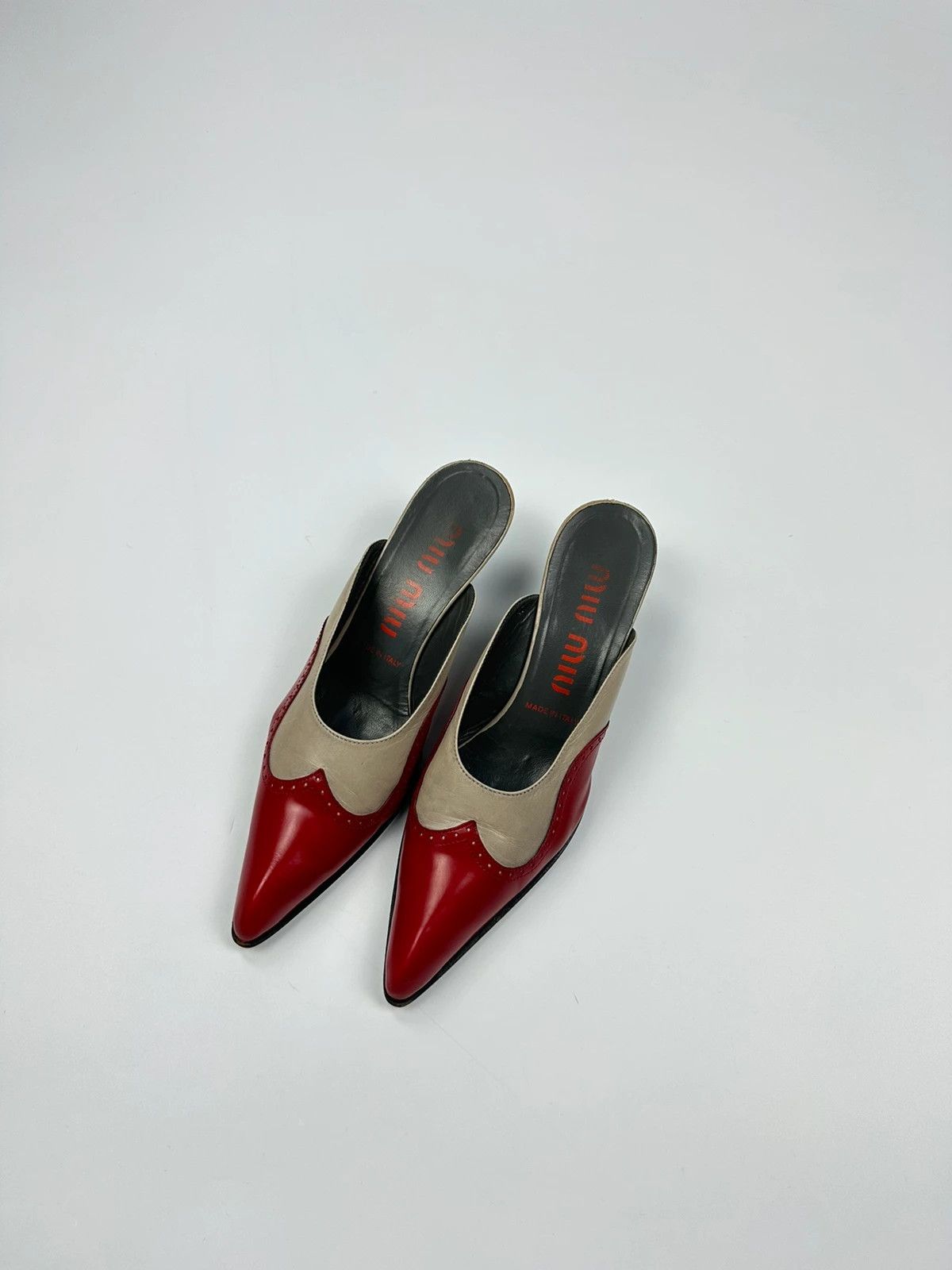 Miu Miu Miu Miu 90’s Red Leather Mules Pumps Kitten Heels Size US 6 / IT 36 - 2 Thumbnail