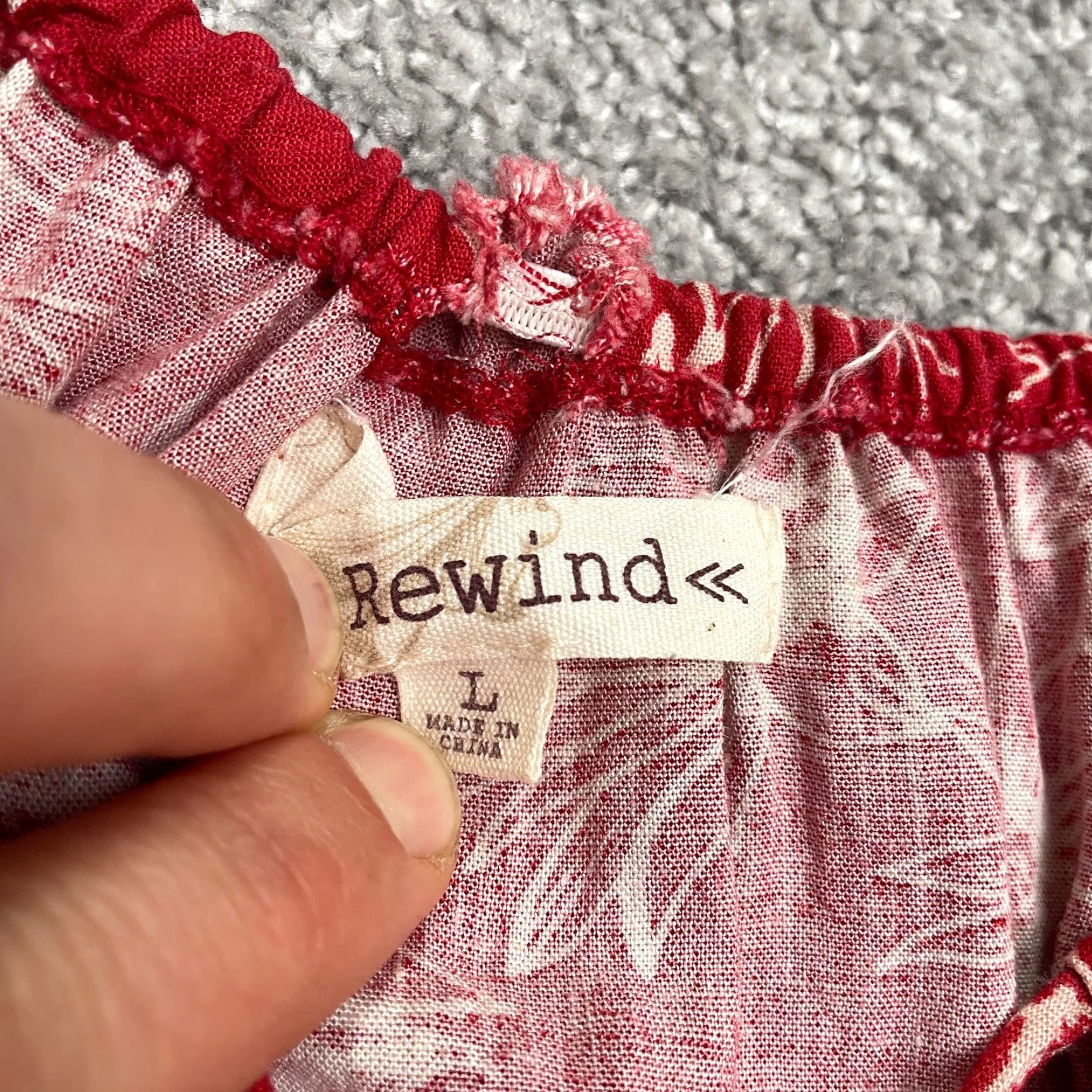 Vintage VINTAGE Rewind Women's Linen Rayon A-Line Sun Dress Midi Floral Spaghetti Strap Boho Casual Summer Red Girls Size L / US 10 / IT 46 - 4 Thumbnail