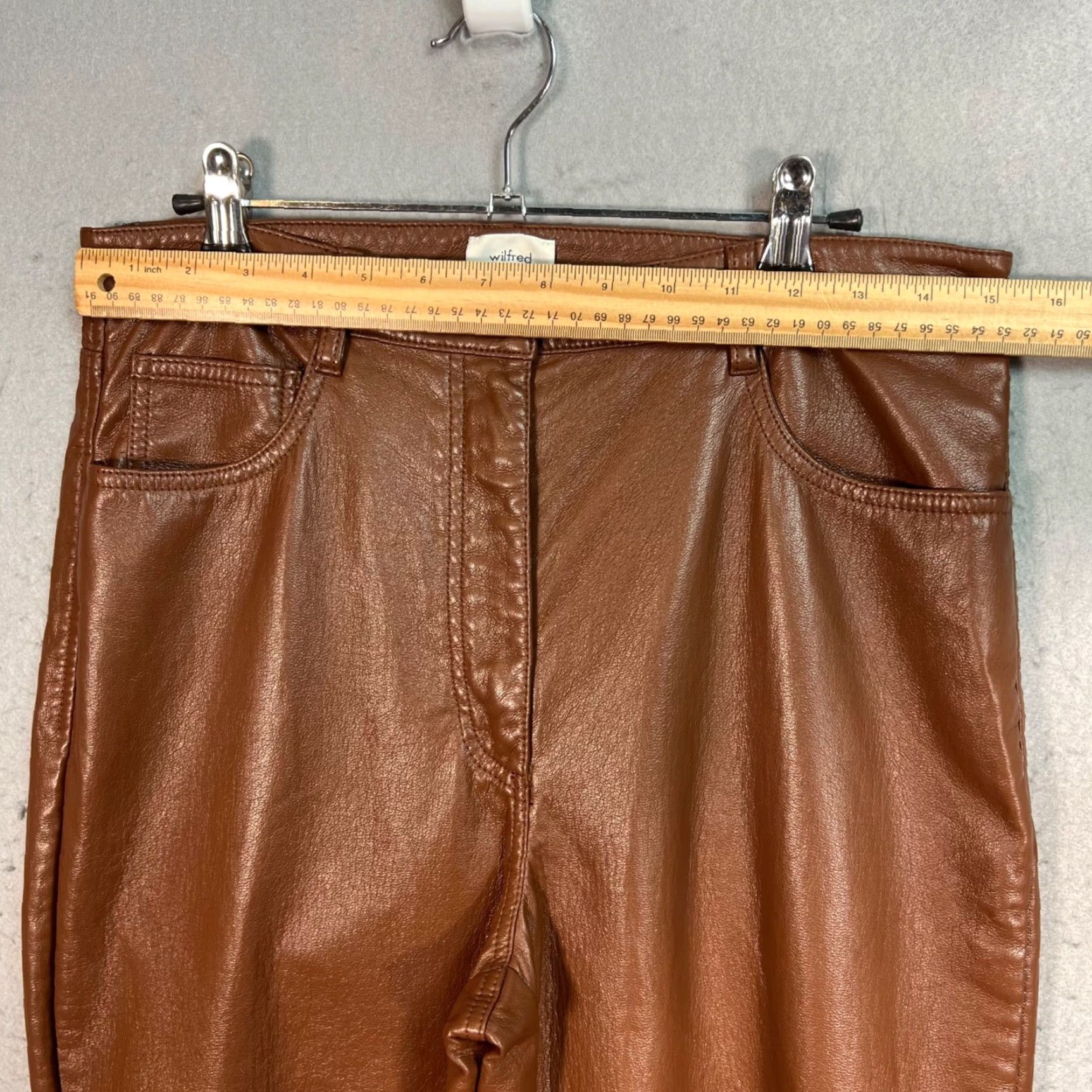Vintage Wilfred Womens Size 10 Faux Leather High-Waisted Brown Pants Size 32" / US 10 / IT 46 - 5 Thumbnail