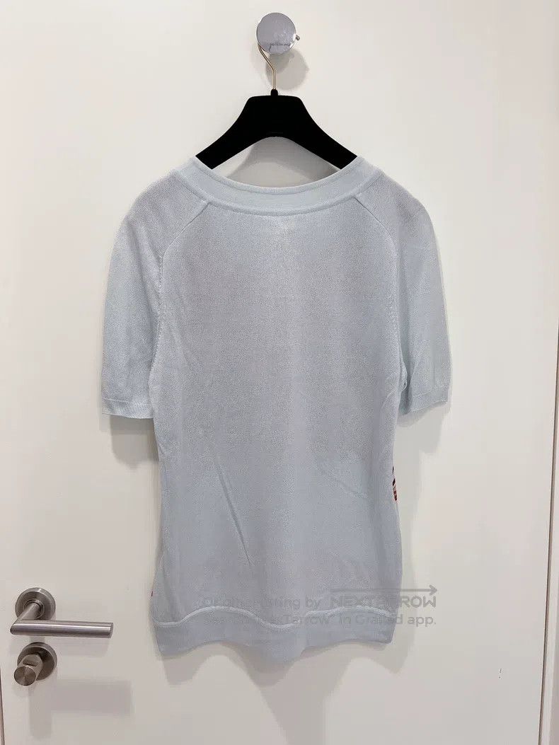 Hermes Hermes Blue Knit Silk Printed Mixed Short Sleeve T-Shirt Size S / US 4 / IT 40 - 2 Thumbnail