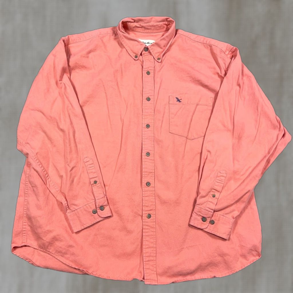 Eddie Bauer Vintage Eddie Bauer Button-Up Denim Shirt Men 2XL Orange Collared Cotton Denim casual, travel, workwear, western 90s Mens Size US XXL / EU 58 / 5 - 1 Thumbnail