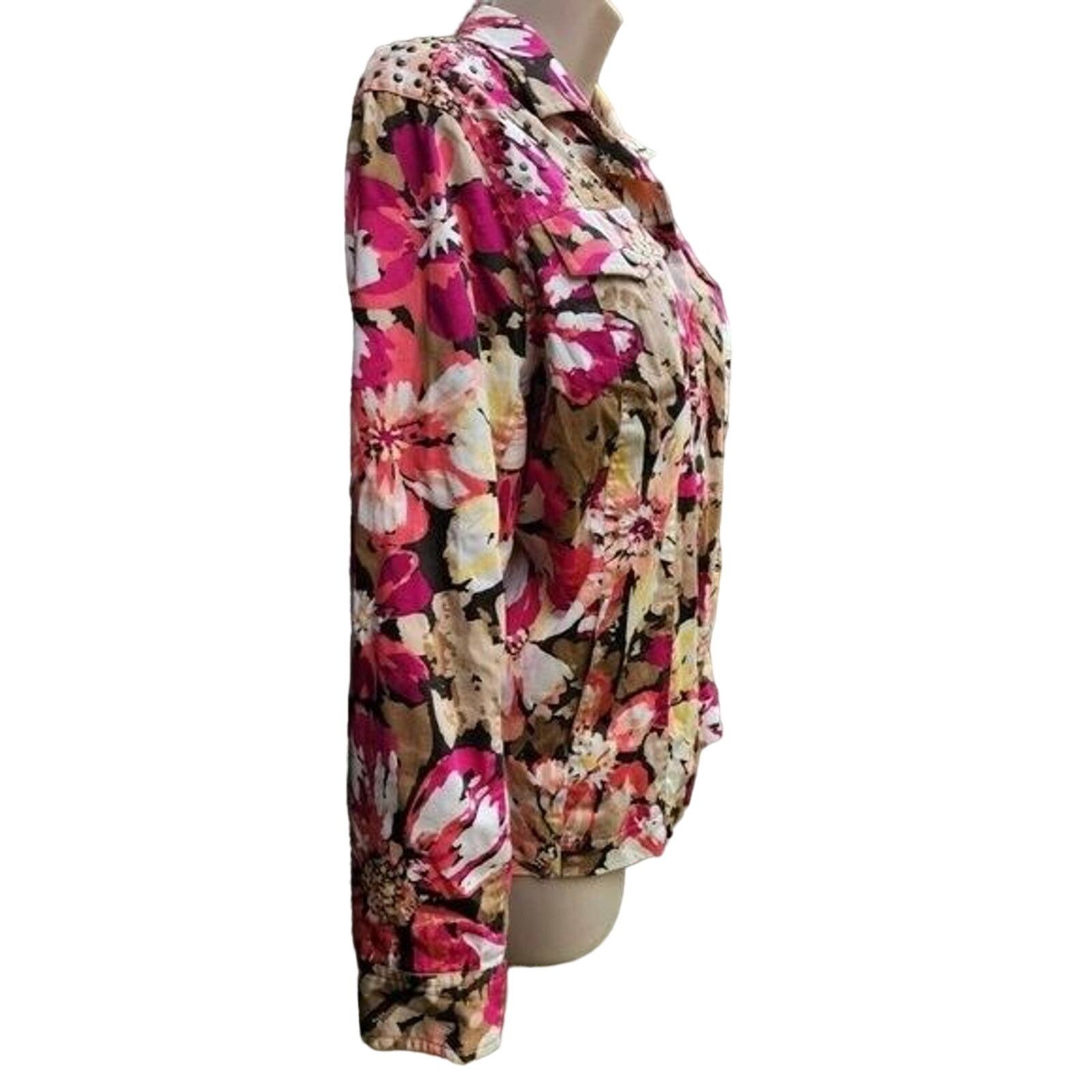Laura Ashley EUC Laura Ashley Floral Jacket, Size 1X,Brown Long Sleeve Size XL / US 12-14 / IT 48-50 - 3 Thumbnail