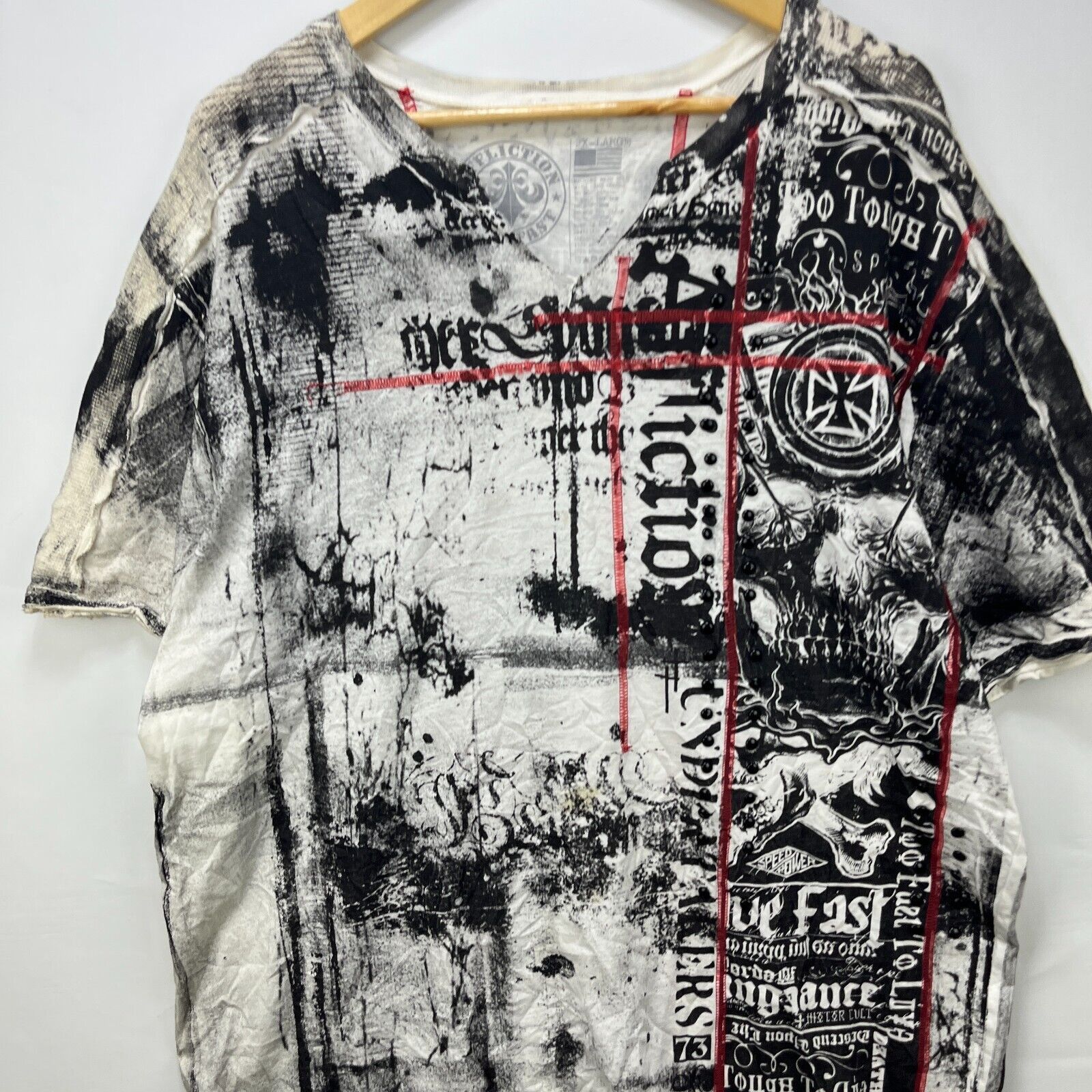 Affliction × Vintage Vintage Y2K Affliction Skull All Over Print T-Shirt 2XL Size US XXL / EU 58 / 5 - 7 Thumbnail