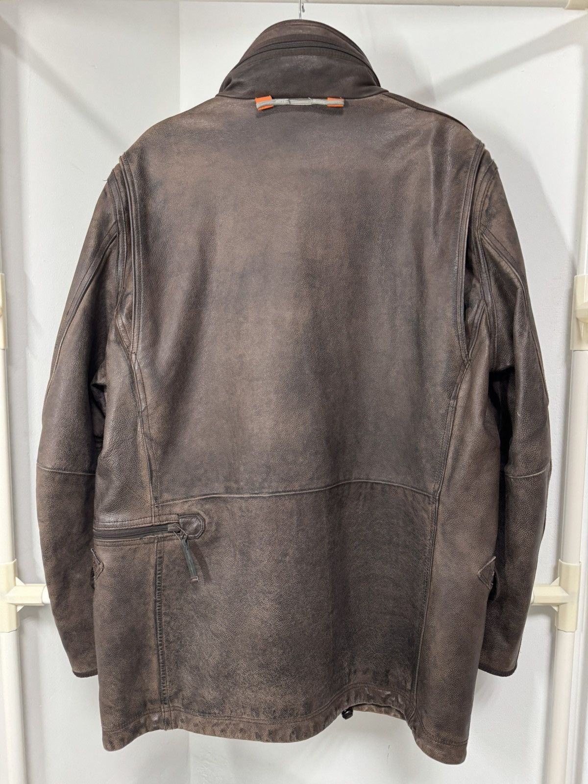 Parajumpers × Vintage Vintage Rare Parajumpers Distressed Real Leather Jacket Size US XL / EU 56 / 4 - 4 Thumbnail
