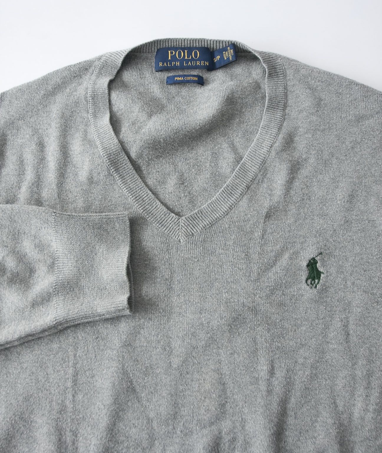 Polo Ralph Lauren Ralph Lauren Sweater V Neck Pima Cotton Size S Pale Gray Size US S / EU 44-46 / 1 - 1 Thumbnail