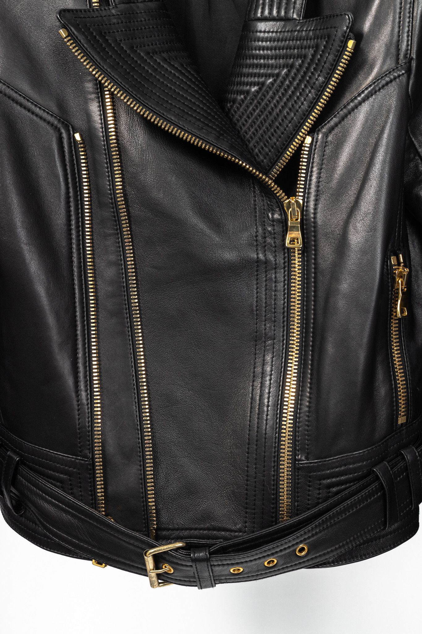 Balmain Balmain Black Lambskin-Leather Quilted Biker Jacket Size M / US 6-8 / IT 42-44 - 9 Thumbnail