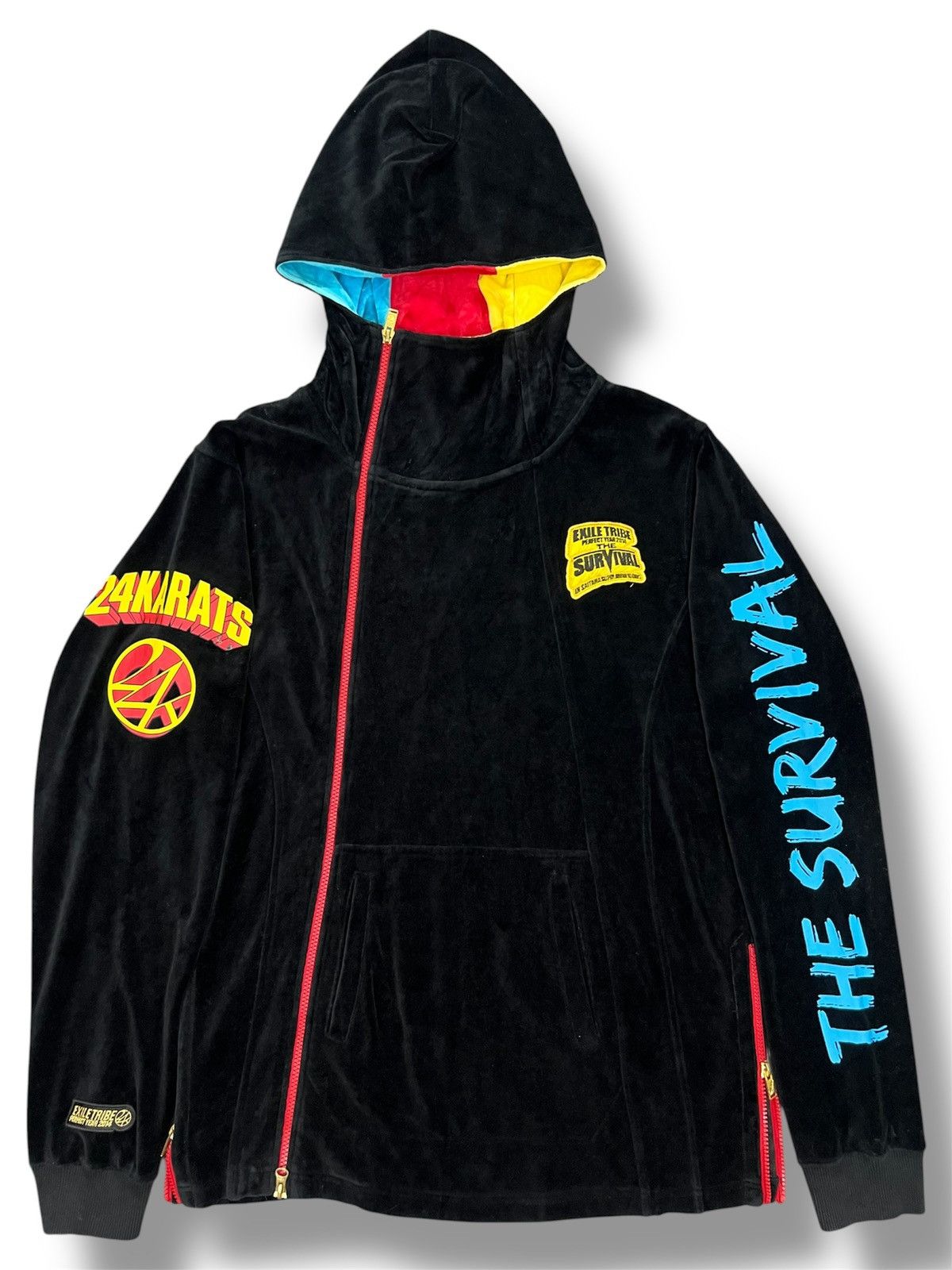 24Karats Velvet Asymmetrical Zip Ups Hoodie