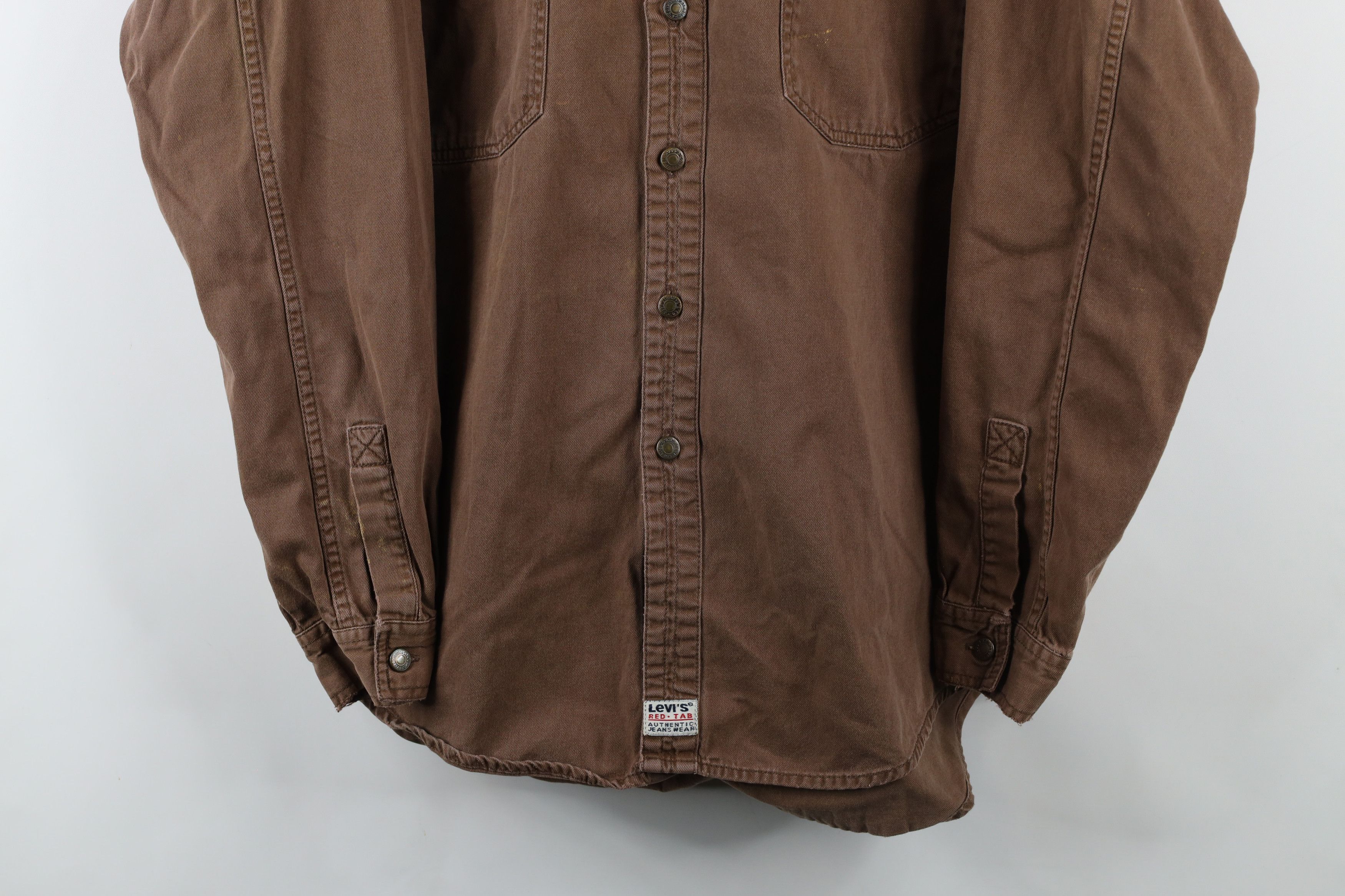 Levi's × Vintage Vintage 90s Levis Denim Jean Collared Button Shirt Brown Size US L / EU 52-54 / 3 - 3 Thumbnail