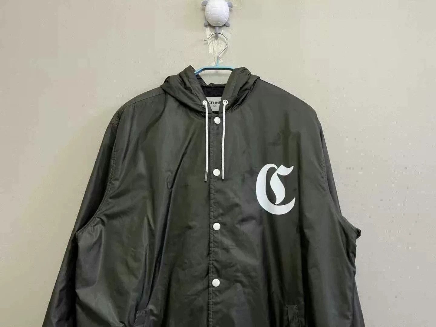 Celine Celine Green Zip Jacket with Back Lettering Size US M / EU 48-50 / 2 - 2 Thumbnail