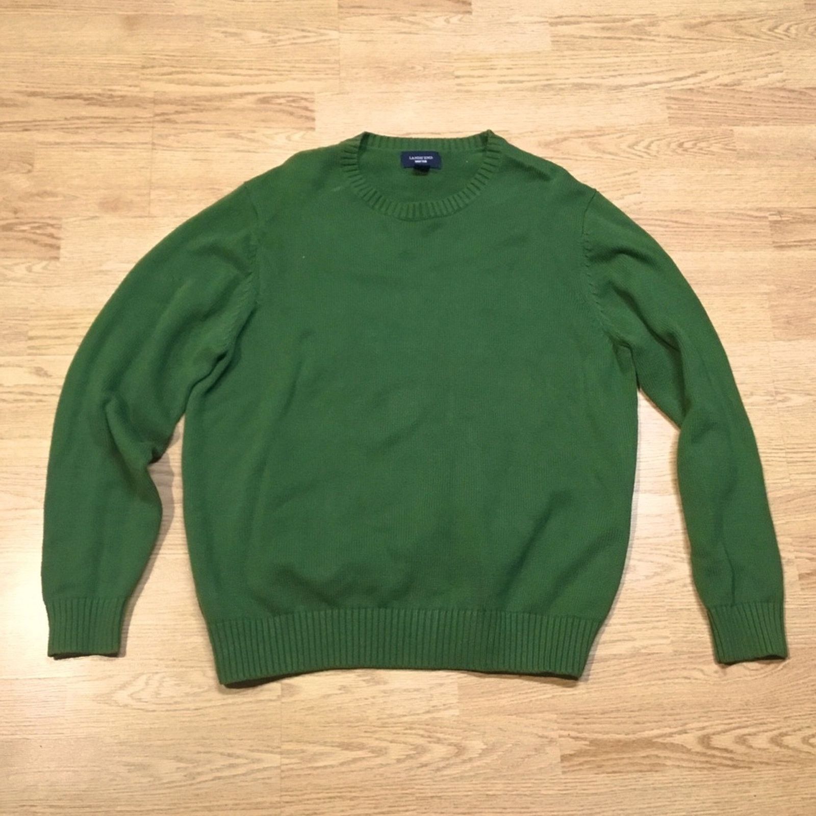 Lands' End Lands End Drifter Men's Sweater Crew Neck Green Size US XL / EU 56 / 4 - 1 Thumbnail