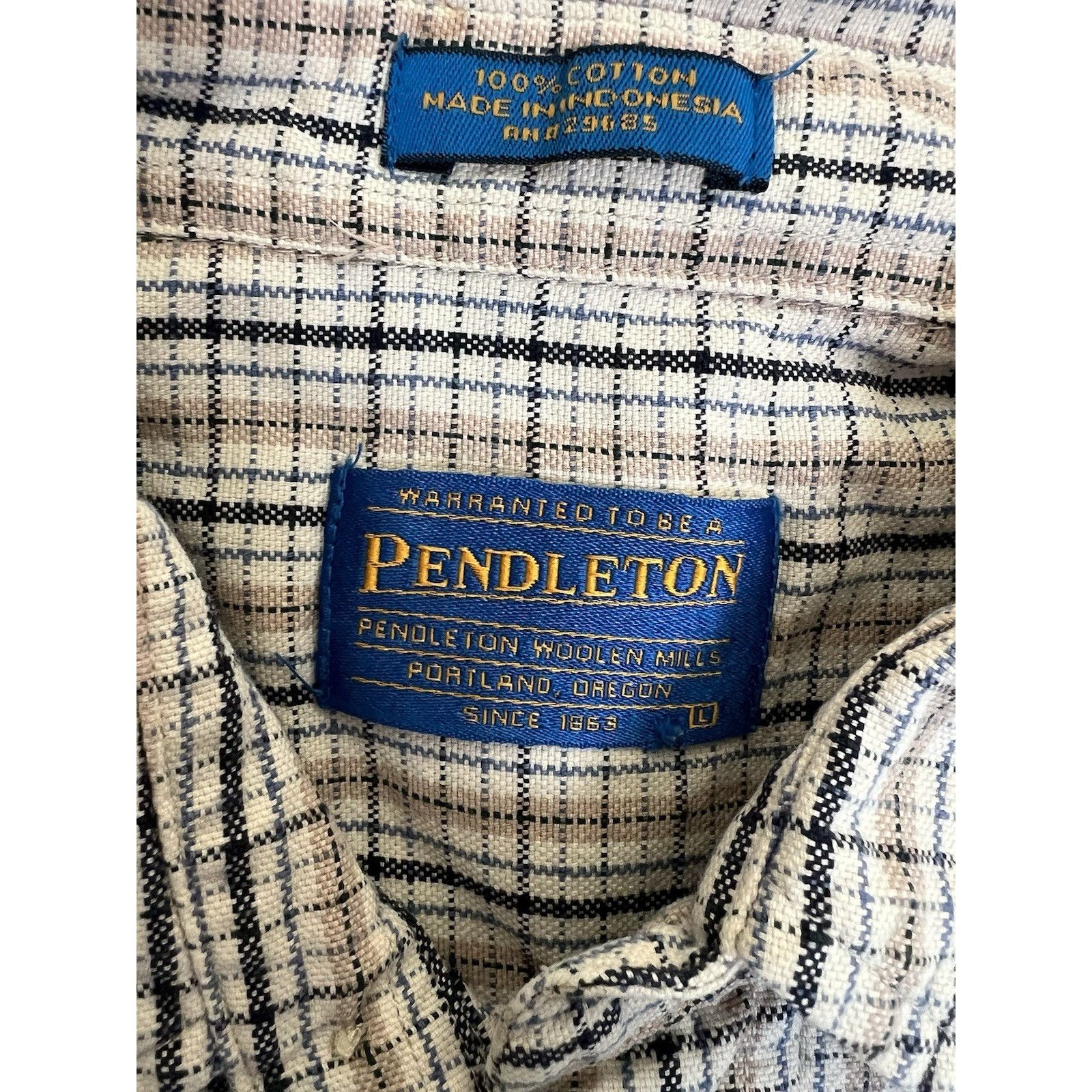 Pendleton Pendleton Long Sleeve Button Up White Tan Plaid Mens Shirt S Size US L / EU 52-54 / 3 - 3 Thumbnail
