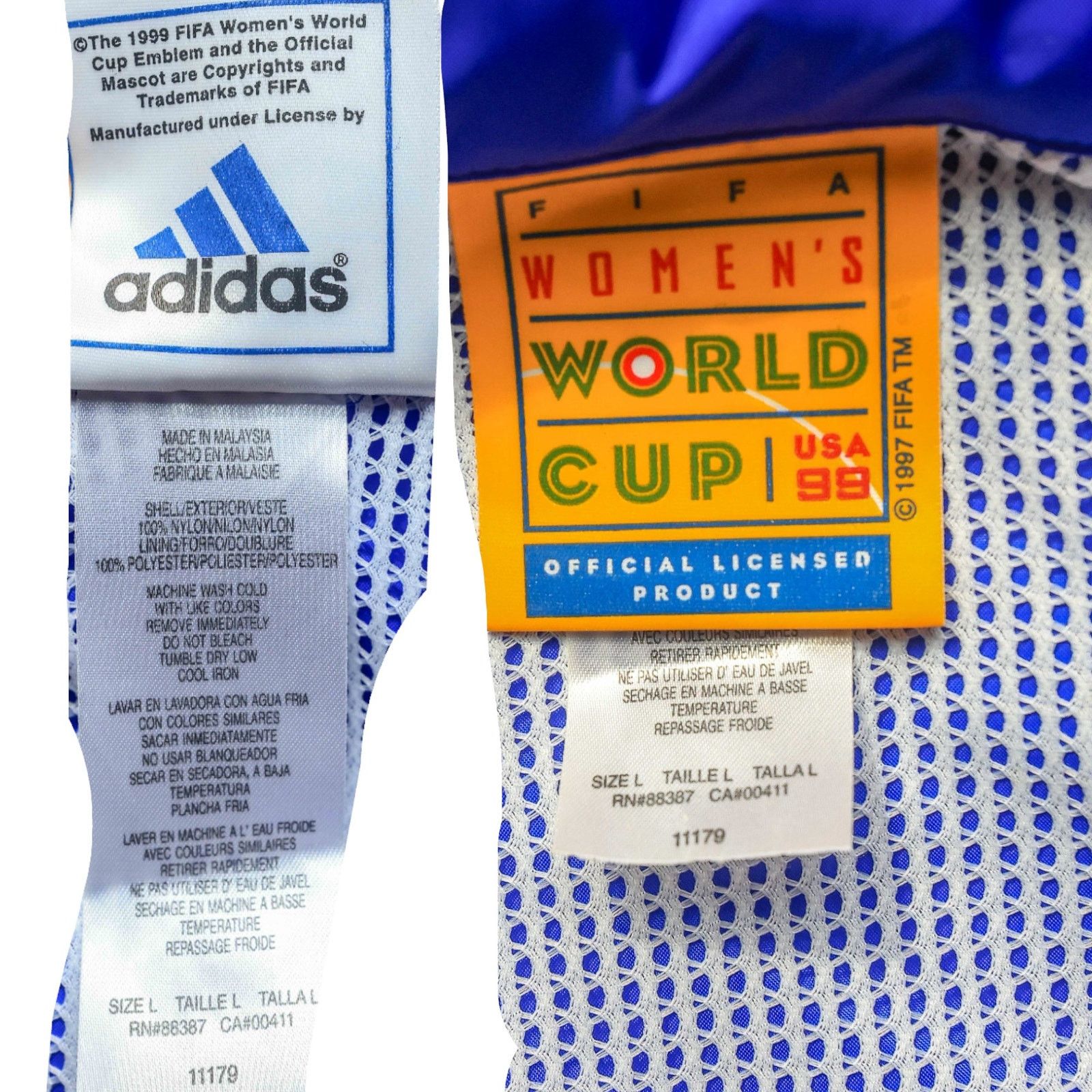 Adidas Women's World Cup 1999 Adidas L Windbreaker w Stuffed Hood Size L / US 10 / IT 46 - 7 Thumbnail