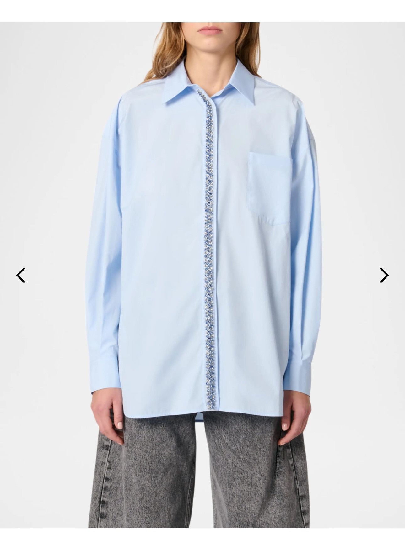 Maje Maje Blue Embellished Button-Up Shirt Size S / US 4 / IT 40 - 2 Thumbnail
