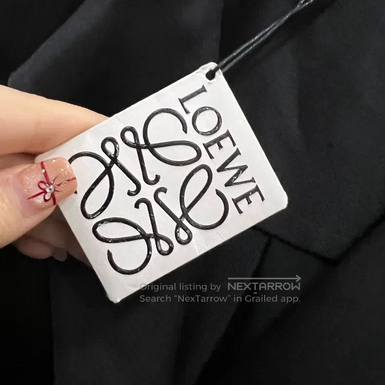 Loewe Loewe Black Embroidered Logo Silk Shirt with Ripped Pocket Size XS / US 0-2 / IT 36-38 - 3 Thumbnail