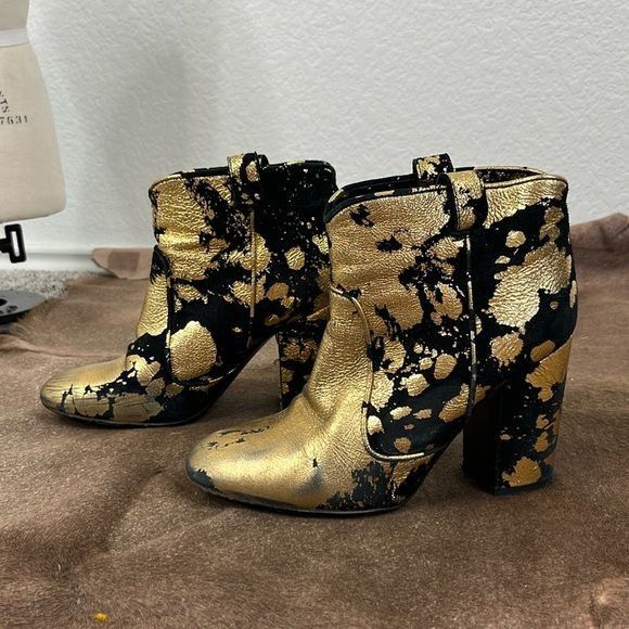 Other Laurence Dacade Gold Splatter Booties Size US 7 / IT 37 - 1 Thumbnail