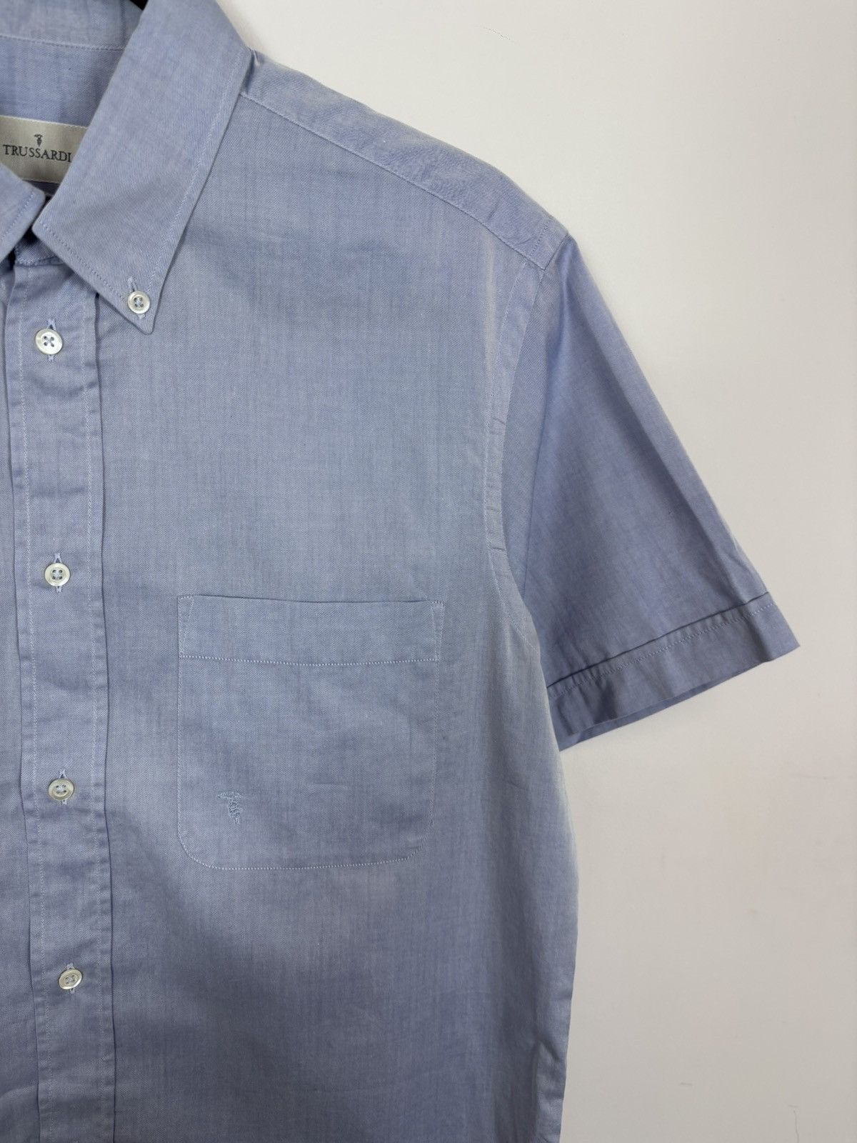 Trussardi Trussardi Vintage Men’s Light Blue Short Sleeve Shirt Size US M / EU 48-50 / 2 - 4 Thumbnail