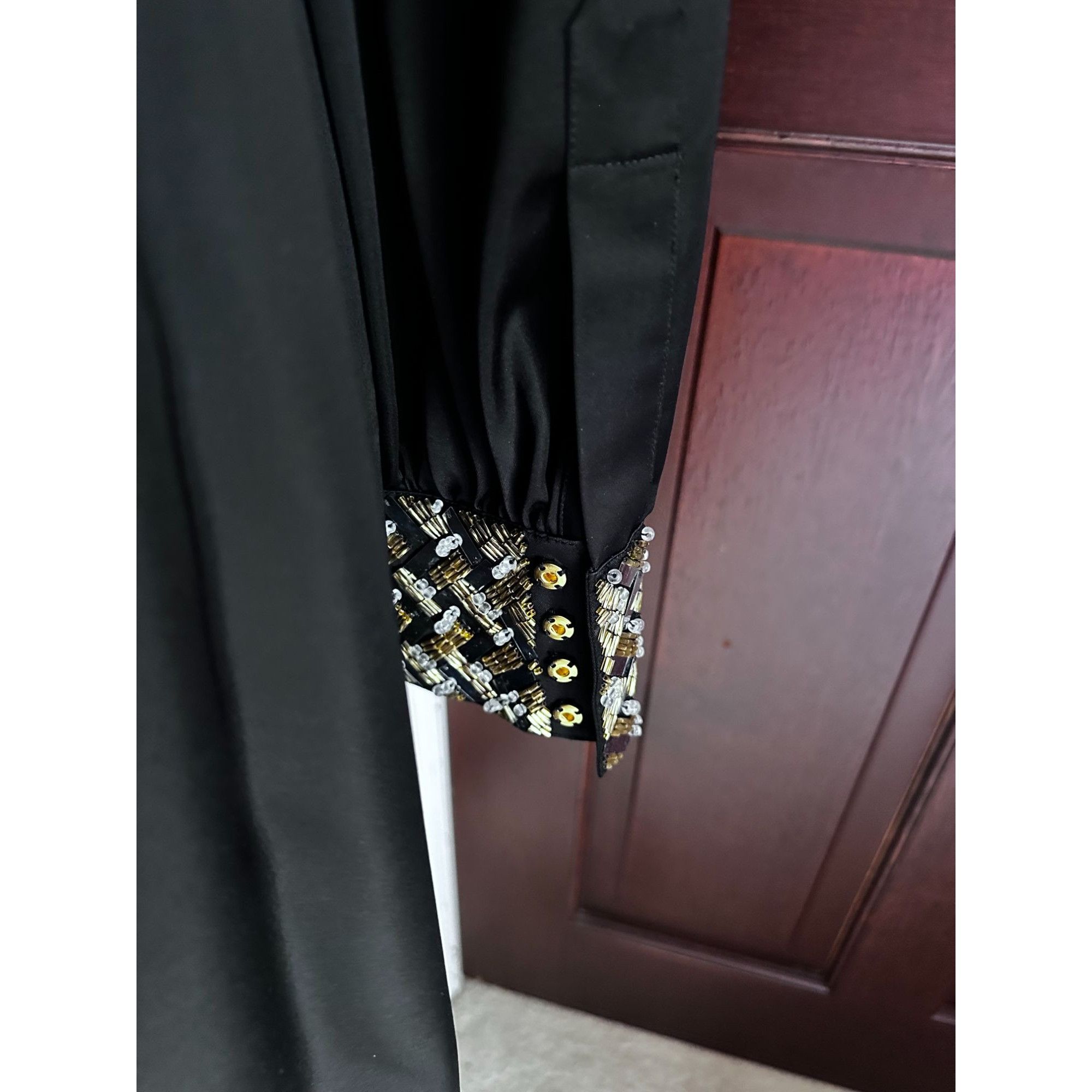 Tory Burch $650 TORY BURCH Barbara Black Beaded Satin Dress ELEGANT Co Size M / US 6-8 / IT 42-44 - 9 Thumbnail