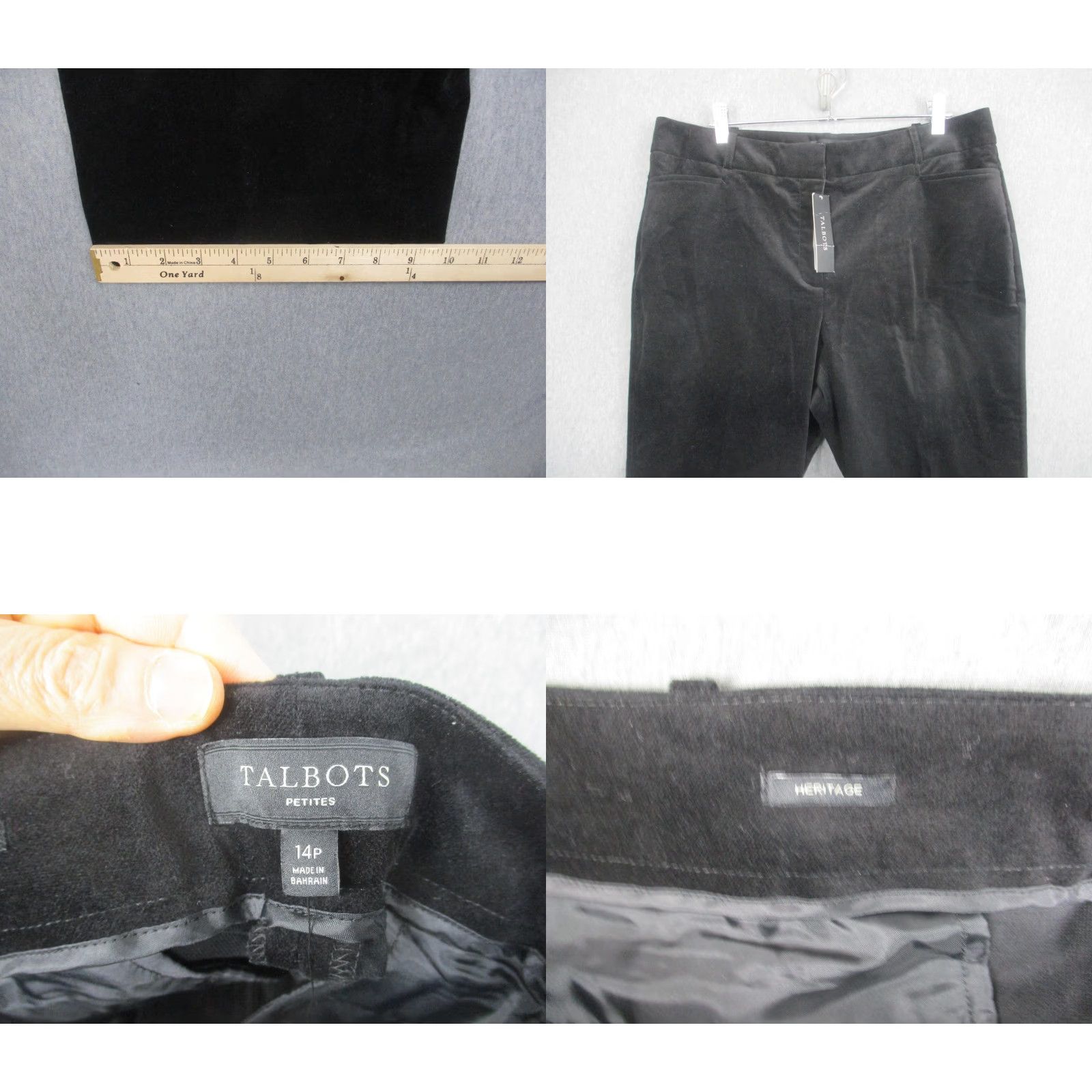 Talbots Talbots Heritage Pants Womens 14P Black Velvet Straight Leg Stretch Career Size 36" / US 14 / IT 50 - 8 Thumbnail