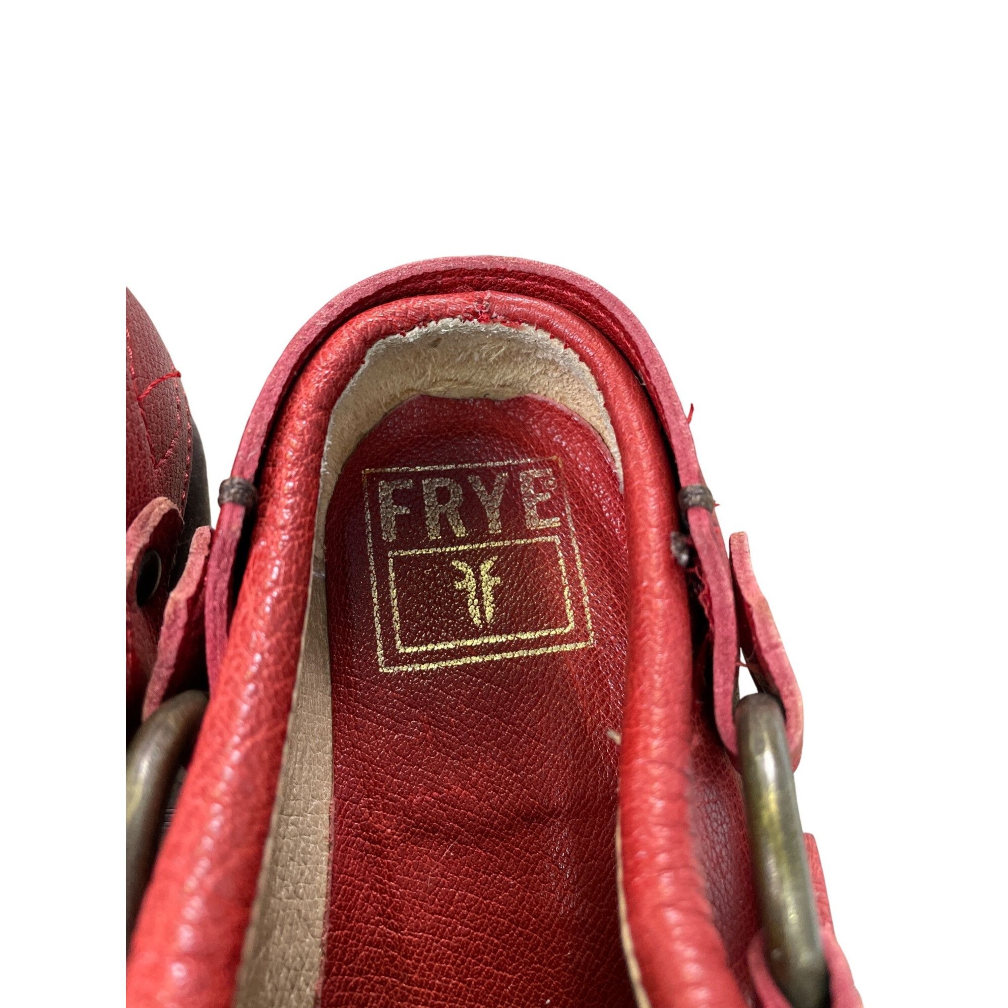 Frye Frye Vintage womans Leather Red Harness Mules Booties shoes Size US 7 / IT 37 - 9 Thumbnail