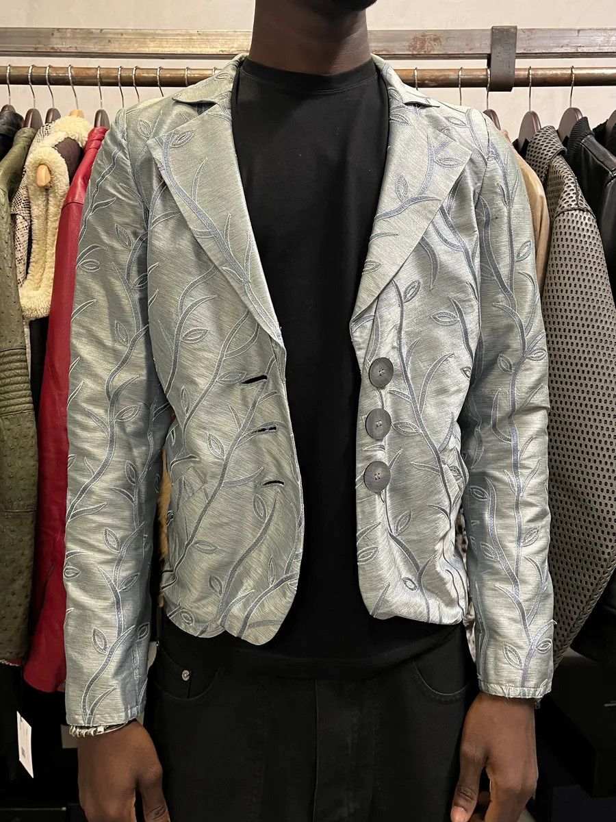 Emporio Armani SS2005 Emporio Armani Tree Branches Blue Silver Suit Jacket Size XS / US 0-2 / IT 36-38 - 1 Thumbnail