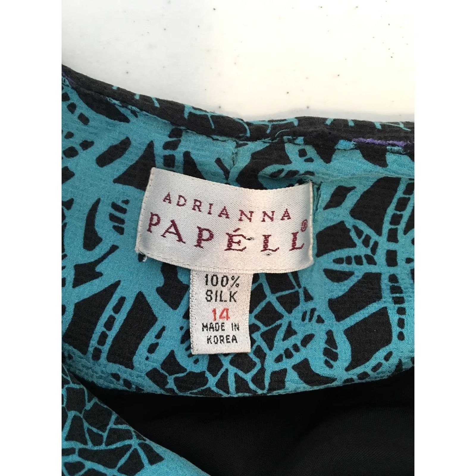 Adrianna Papell VINTAGE Adrianna Papell Talbots Silk Blazer 14 Blue Geometric Short Jacket Women Mens None? Size 36" / US 14 / IT 50 - 6 Thumbnail