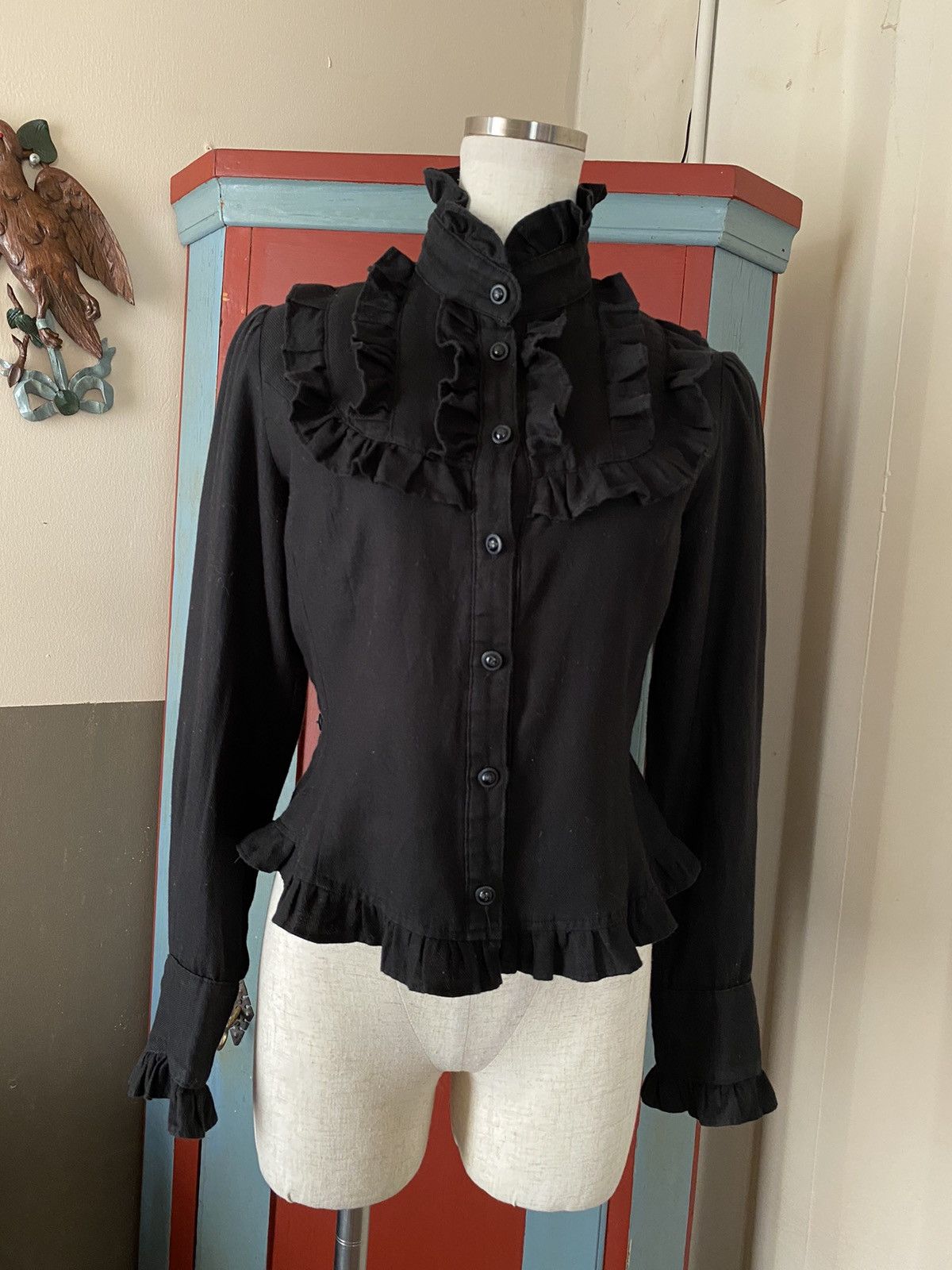 Designer × Japanese Brand Innocent World Y2K Punk Black Ruffle Collar Shirt Size S / US 4 / IT 40 - 9 Thumbnail