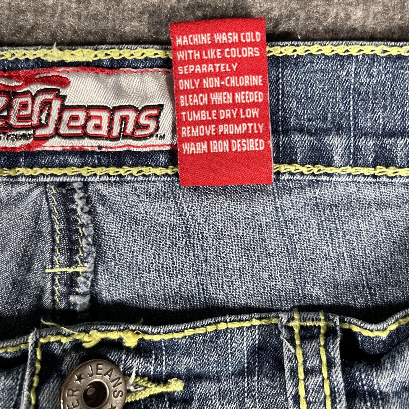 Vintage Lazer Jeans Jeans Womens 9 Blue Straight Low Rise Embroidered Pockets Stretch Size 30" / US 8 / IT 44 - 6 Thumbnail