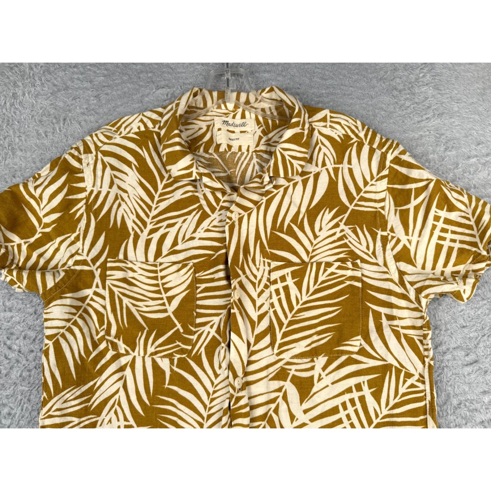 Madewell Madewell Shirt Women Medium Yellow Floral Leaf Linen Blend Hawaiian Button Up Size M / US 6-8 / IT 42-44 - 4 Thumbnail