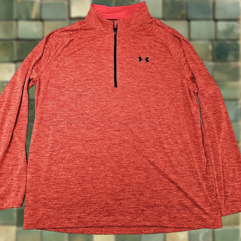 Under Armour Under Armour HeatGear Pullover Mens 2XL Red 1/4 Zip Long Sleeve Athletic Top Size US XXL / EU 58 / 5 - 1 Thumbnail