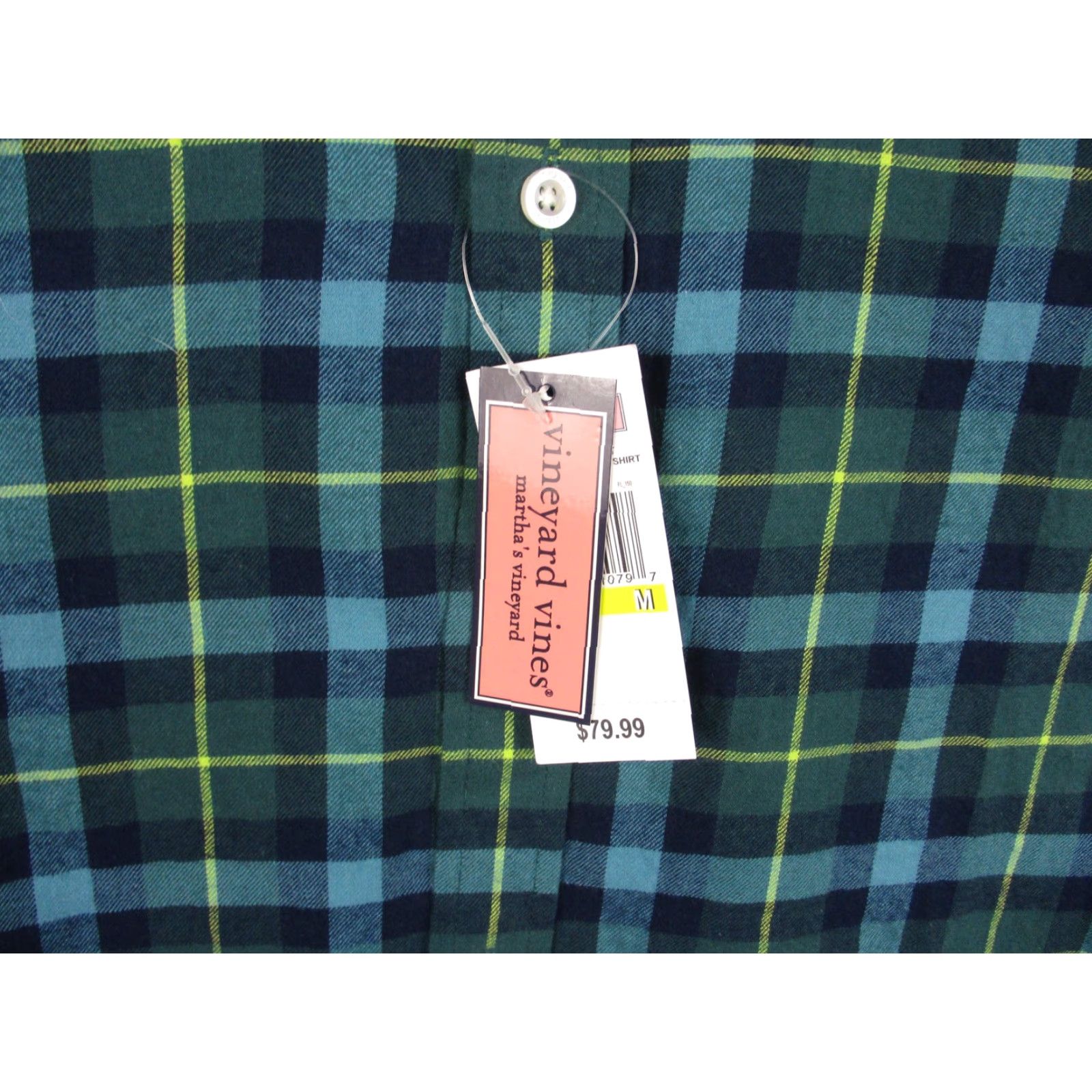 Vineyard Vines Vineyard Vines Classic Fit Whale Shirt Mens M Blue Green Plaid Flannel NWT Size US M / EU 48-50 / 2 - 2 Thumbnail