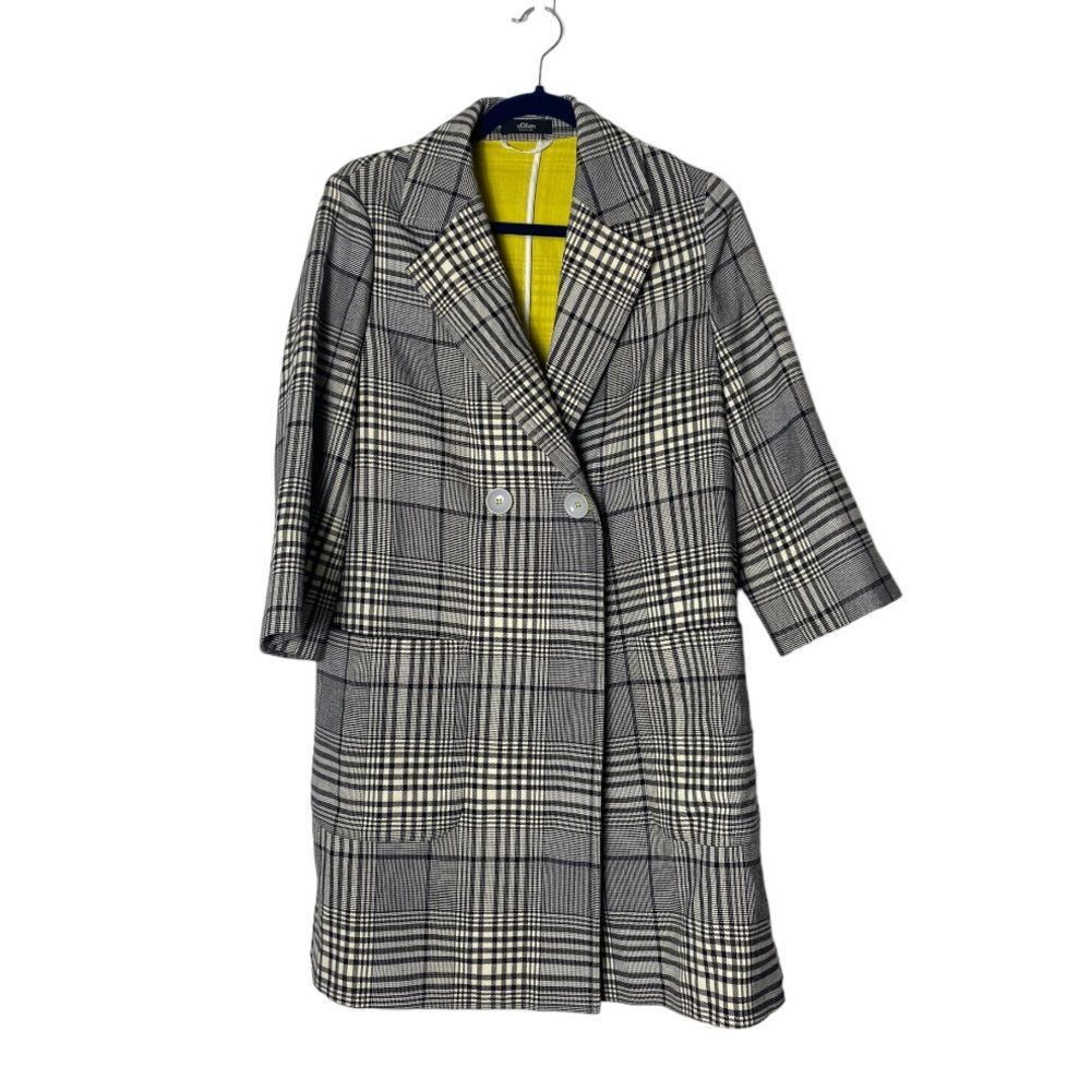 image of S. Oliver Black Label Size 8 Oversized Plaid Blazer Jacket, Women's