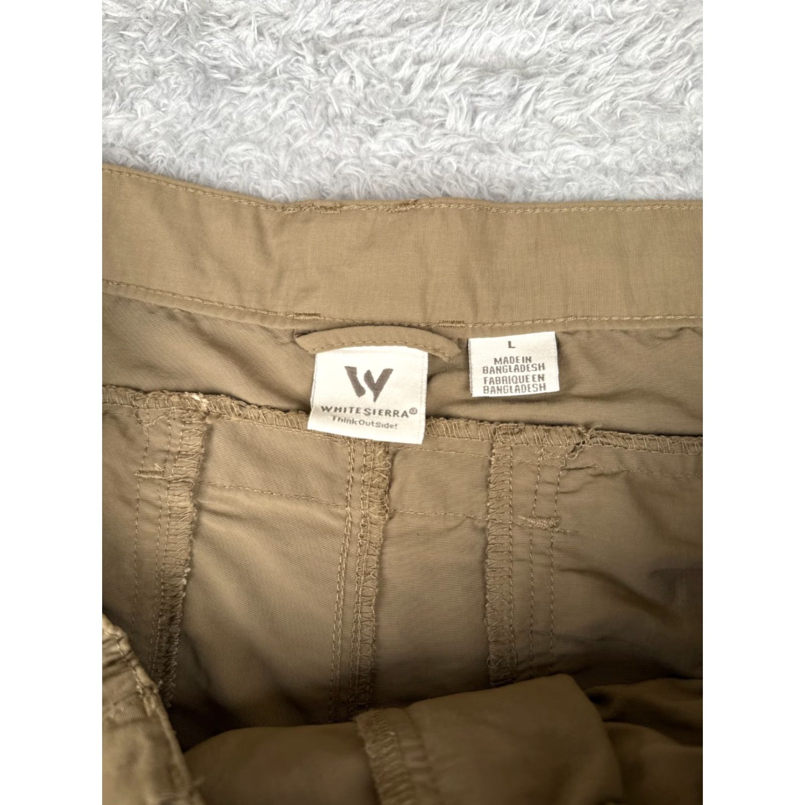 Vintage White Sierra Pants Mens Large Beige Cargo 100% Nylon Hiking Fishing Camp 36x31 Size US 33 - 6 Thumbnail