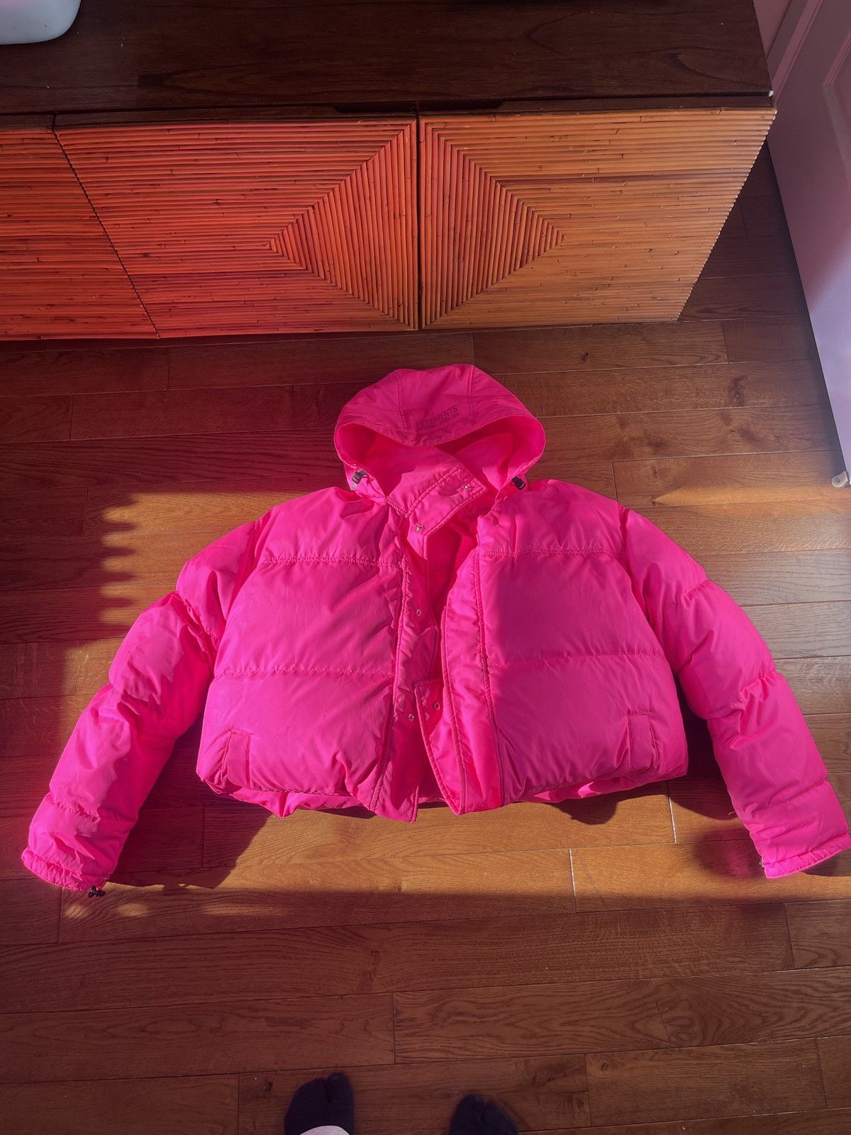 Vetements VETEMENTS Convertible Pink Down Fluorescent Puffer ...