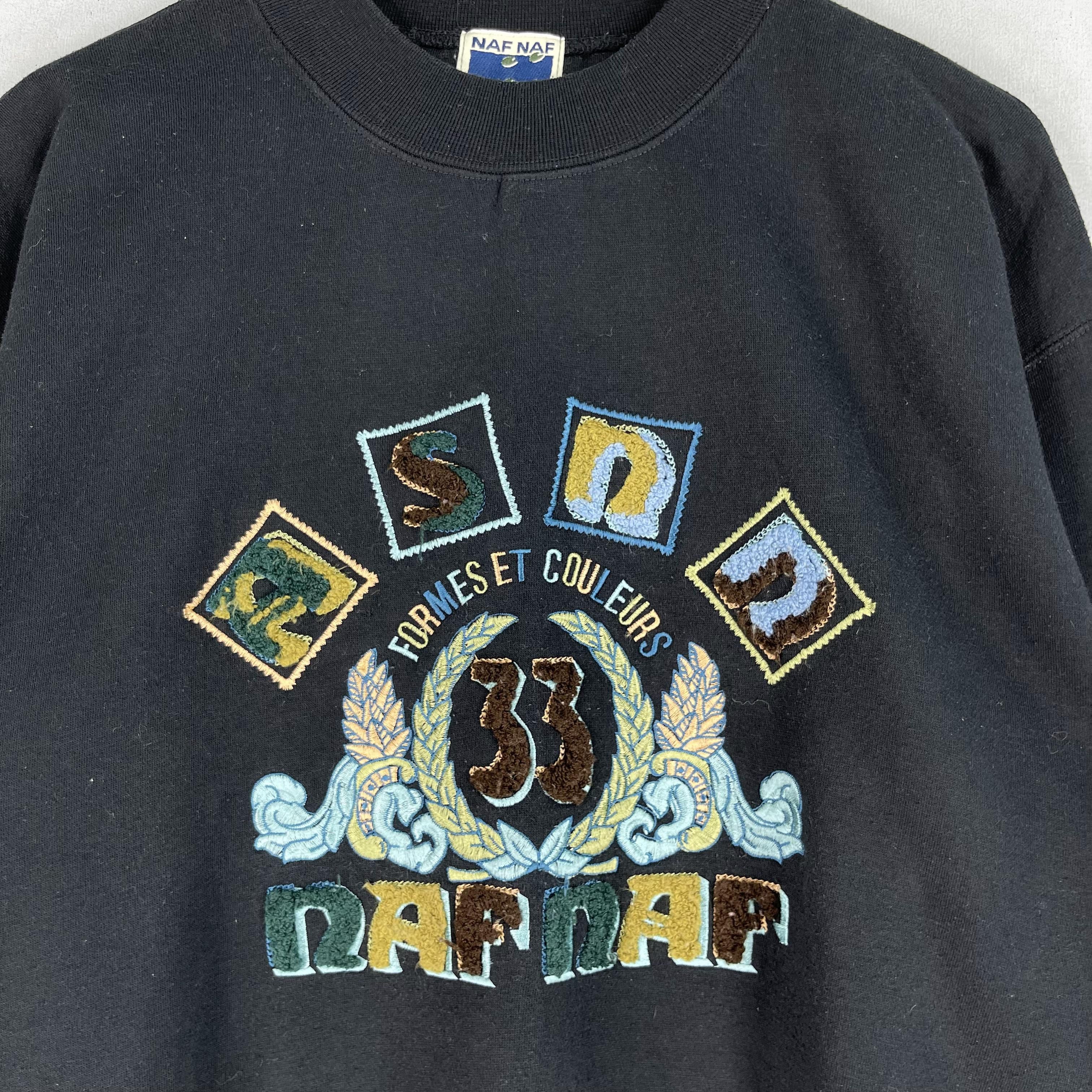 Designer × Japanese Brand × Vintage Vintage 90s NAF NAF Paris Spellout Embroidery Sweatshirt Size US L / EU 52-54 / 3 - 2 Thumbnail