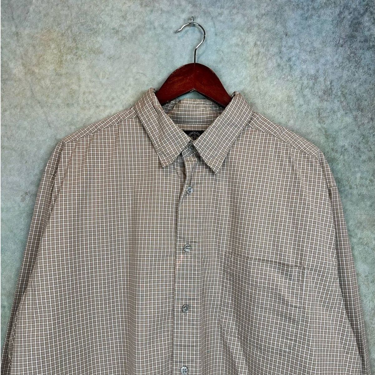 Dockers × Vintage Vintage 90s Dockers Flannel Shirt Sz XL Tan Plaid Collared Size US XL / EU 56 / 4 - 4 Thumbnail