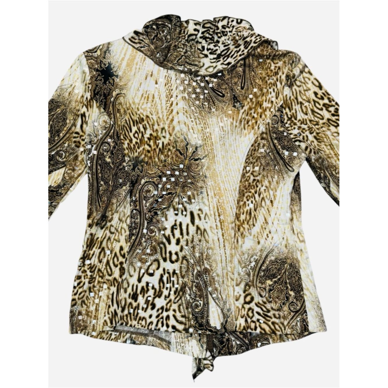 Other Clara Sun Woo Animal Print Ruffle Zip Front Blouse Size Z Size S / US 4 / IT 40 - 3 Thumbnail
