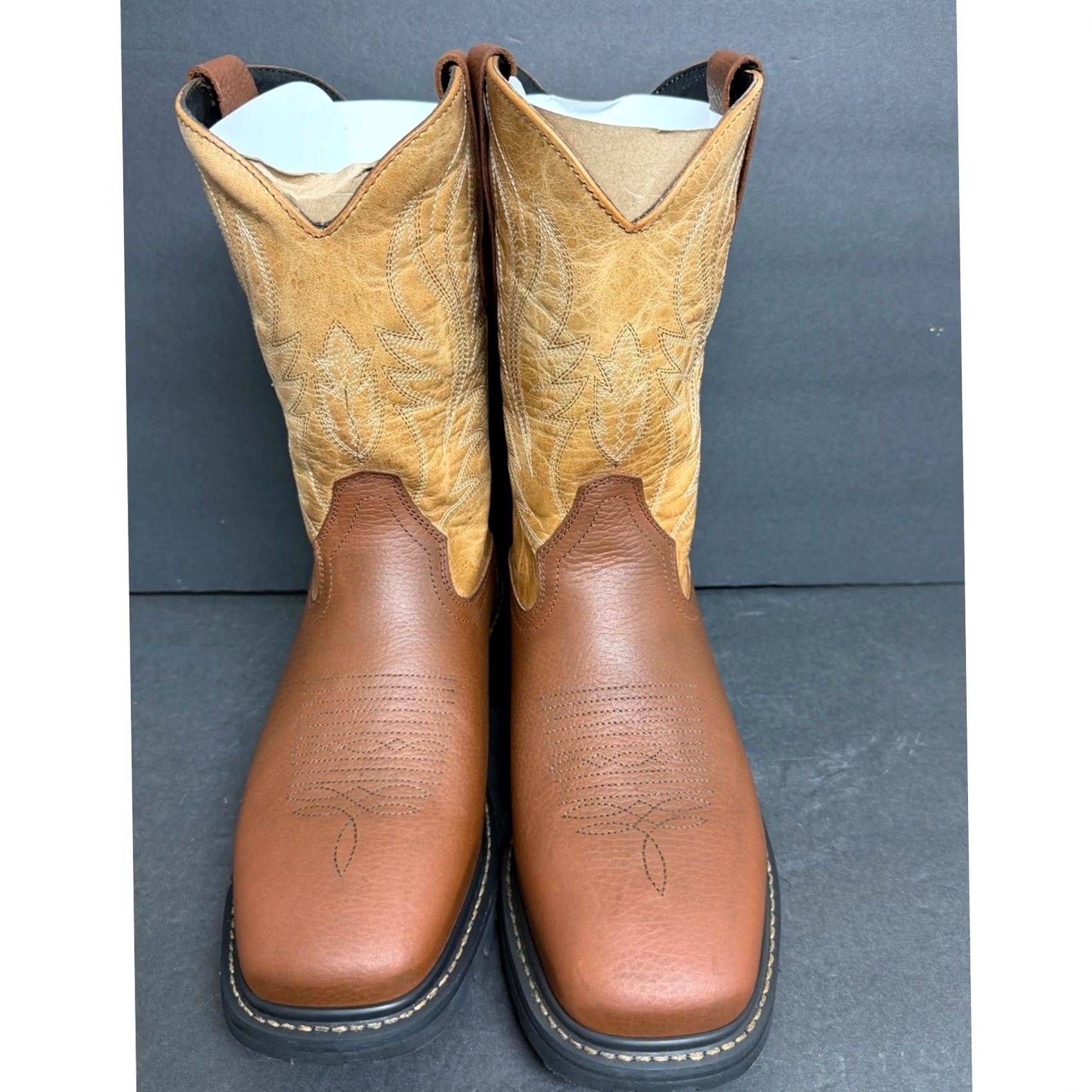 Vintage NEW JB Dillon Reserve Leather Cowboy Boots Oak Honey Square Toe SZ 9.5 SA Men's Size US 10 / EU 43 - 3 Thumbnail