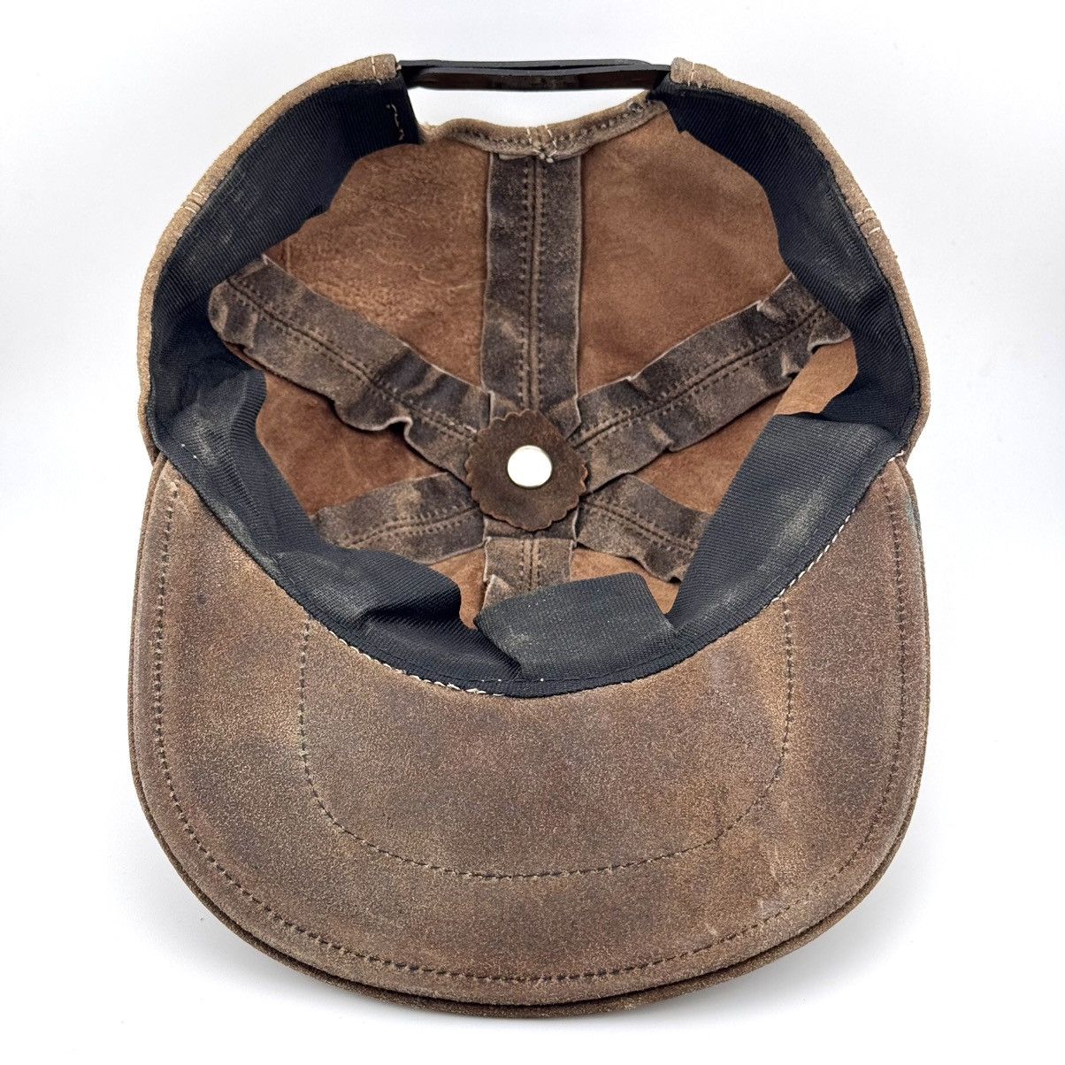 Vintage Brown Suede Leather Cap Vintage Minimal Size ONE SIZE - 6 Thumbnail