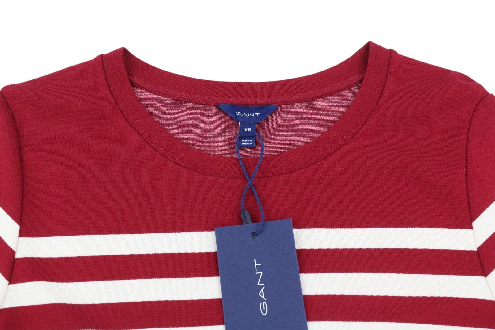 Gant STRIPED SHIFT XS Burgundy Round Neck Dress 85005 Size XS / US 0-2 / IT 36-38 - 4 Thumbnail