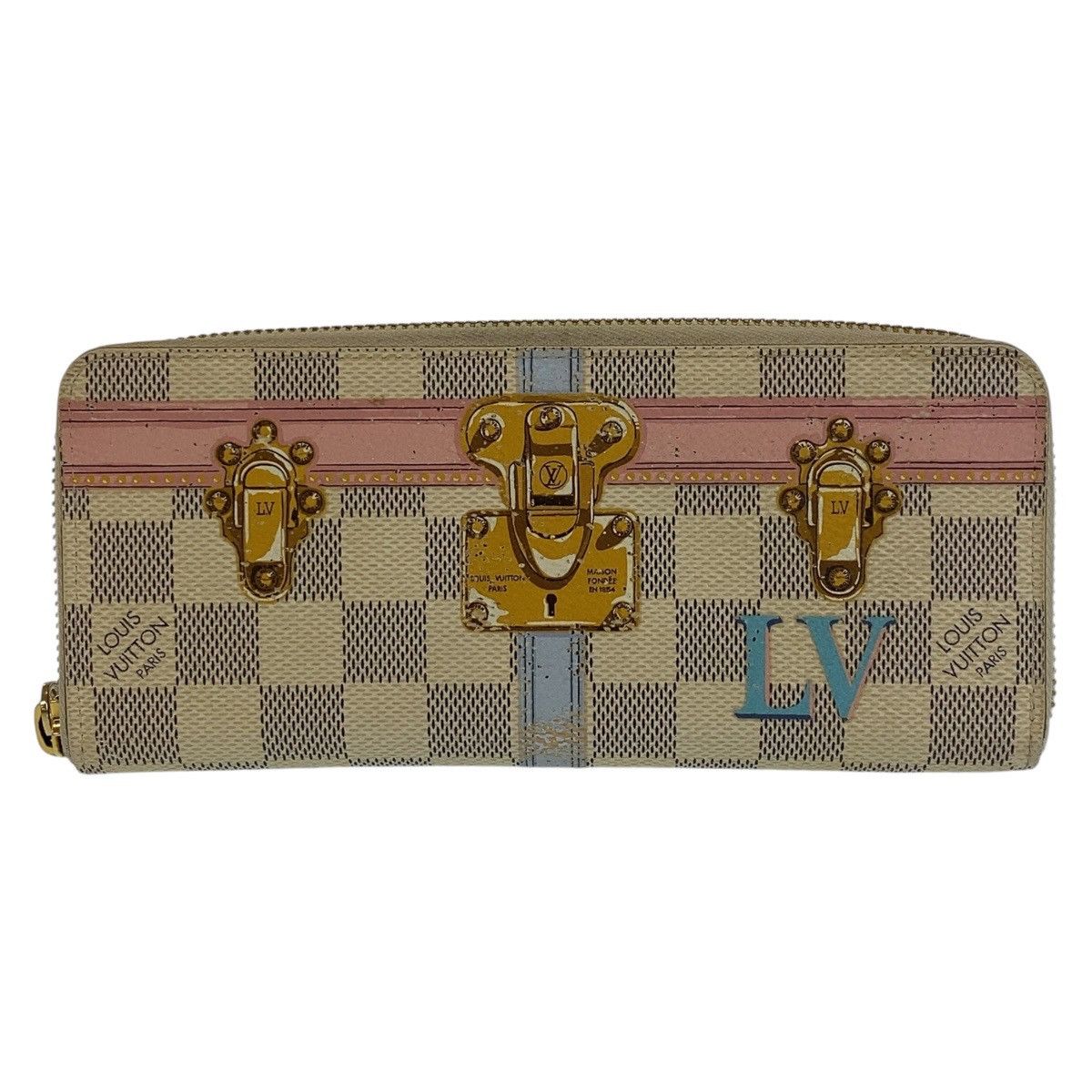 Louis Vuitton Louis Vuitton Louis Vuitton Damier Azur Clemence Long Wallet N60109 Canvas Long Wallet N60109 in Very Good Condition Size ONE SIZE - 1 Thumbnail