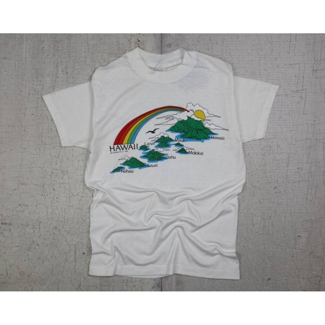 Vintage Vintage 80s Hawaii Rainbow Islands T-Shirt 1982 Graphic Tee Size US M / EU 48-50 / 2 - 8 Thumbnail