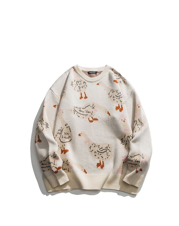 Vintage Cartoon goose pattern knitted sweater for men and women Size US M / EU 48-50 / 2 - 1 Thumbnail