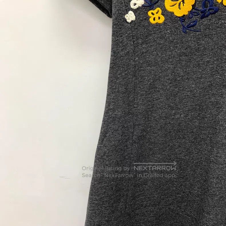 Kenzo Kenzo Dark Grey Logo Floral Embroidered Cotton Short Sleev Size M / US 6-8 / IT 42-44 - 4 Thumbnail
