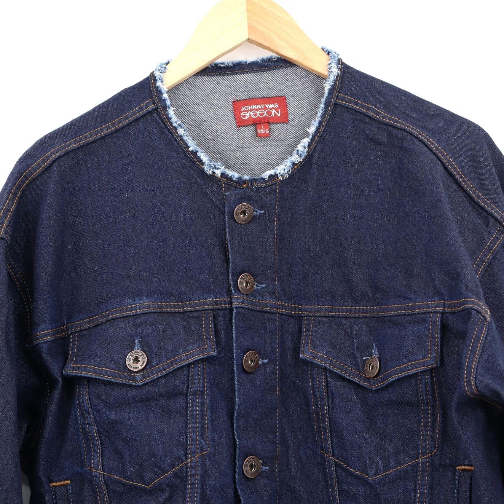 Johnny Was Johnny Was Jacket Denim Blue Sz L Womens Casual Basic Jacket Button Cuff Pockets All Seasons Regular Sleeves Short Vintage: No Size L / US 10 / IT 46 - 3 Thumbnail