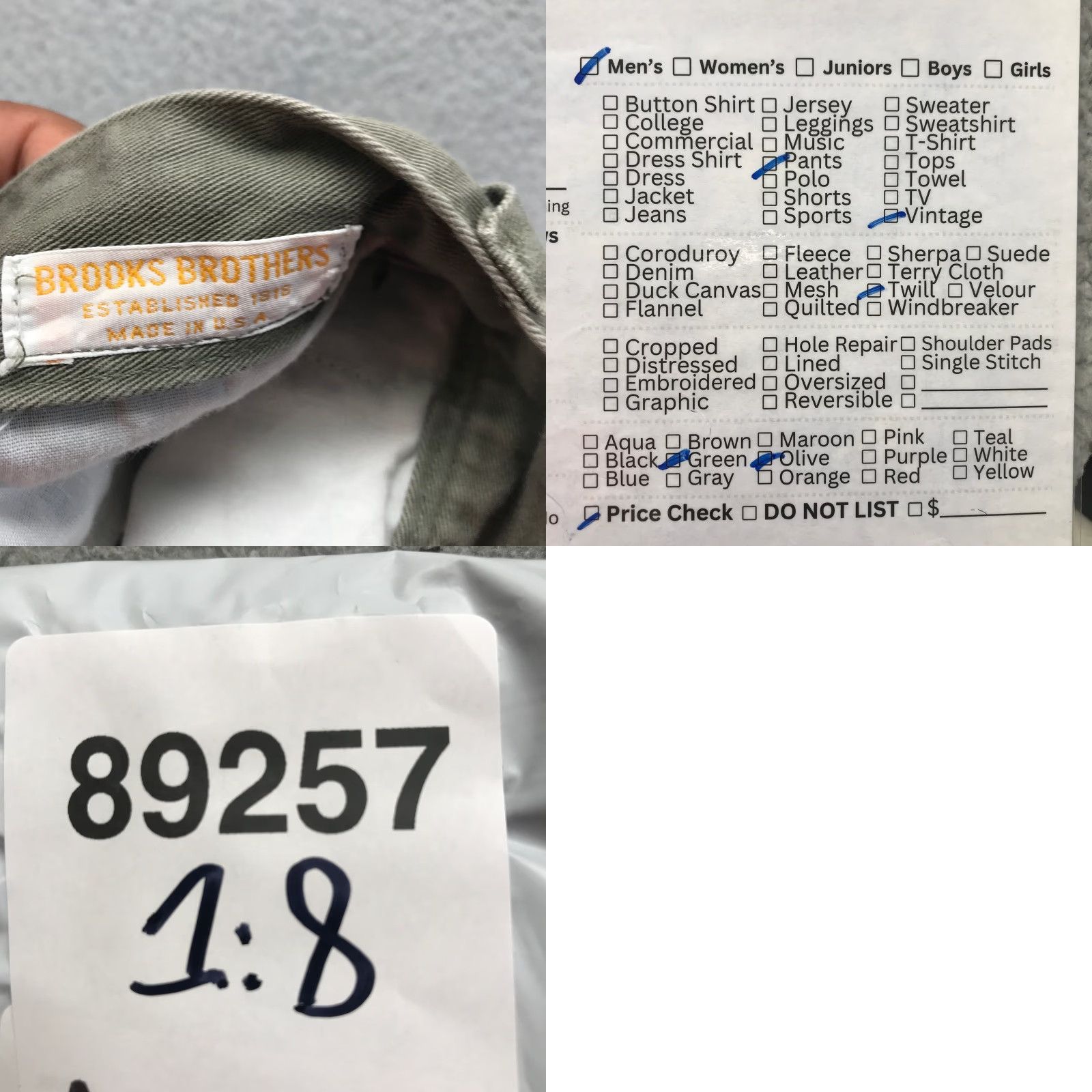 Brooks Brothers VINTAGE Brooks Brothers Pants Men 38x26 Twill Chino Green Regular High Rise 90s Preppy Casual Size US 38 / EU 54 - 8 Thumbnail