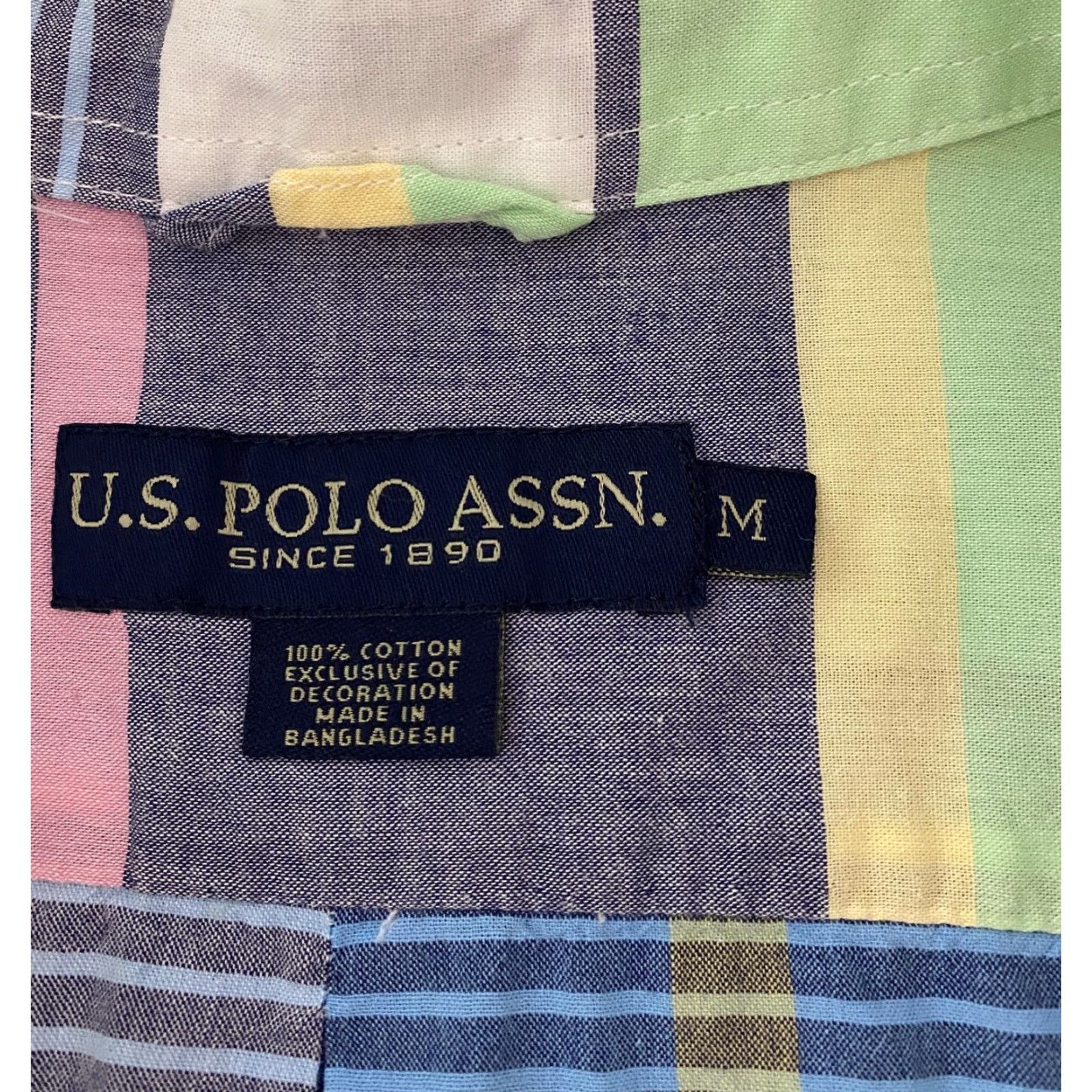 Vintage US Polo Assn Shirt Mens Medium Green Blue Plaid Short Sleeve Button Down Size US M / EU 48-50 / 2 - 3 Thumbnail
