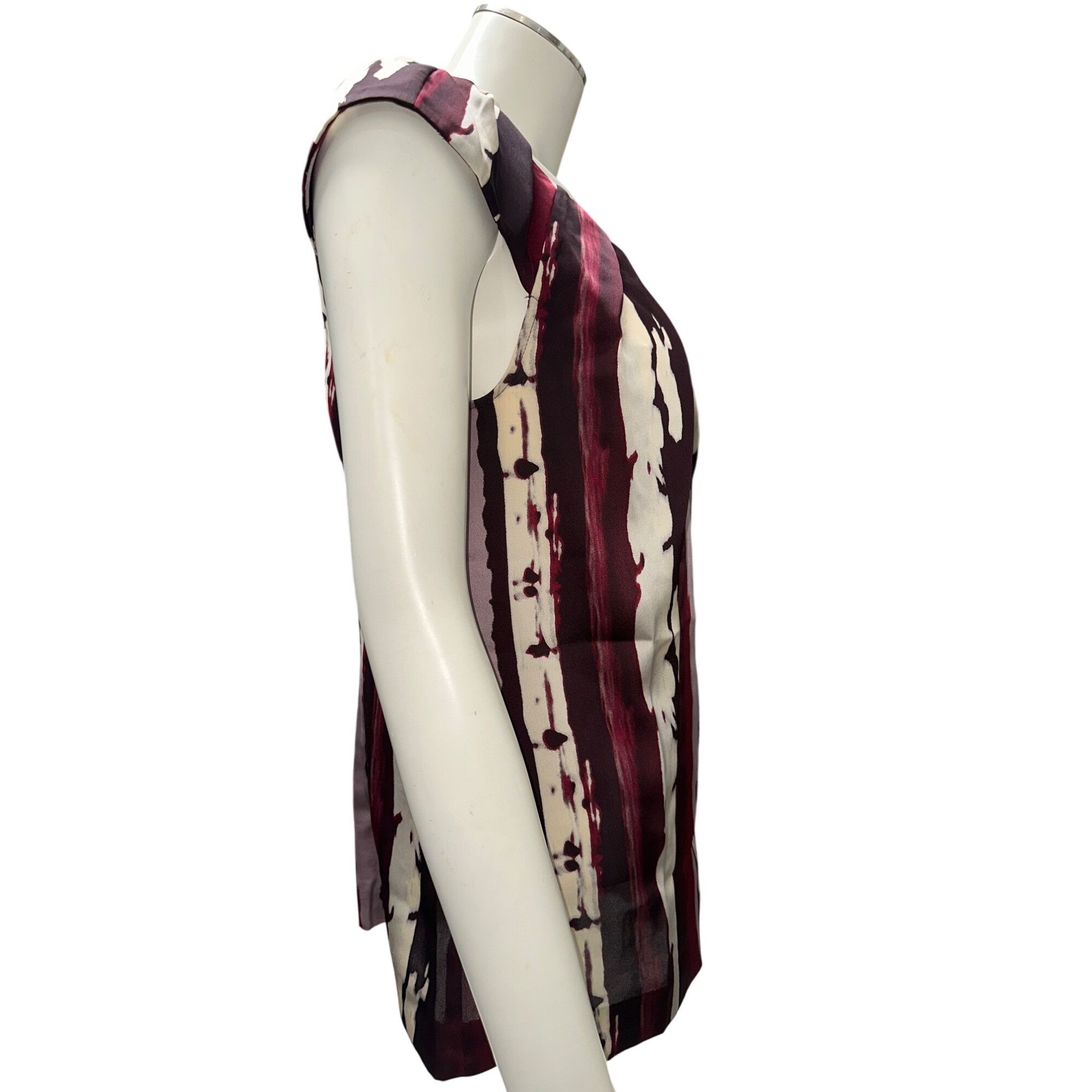 Ann Taylor Ann Taylor Petite 4P Maroon Cream Abstract Cap Sleeve Blouse Size S / US 4 / IT 40 - 7 Thumbnail
