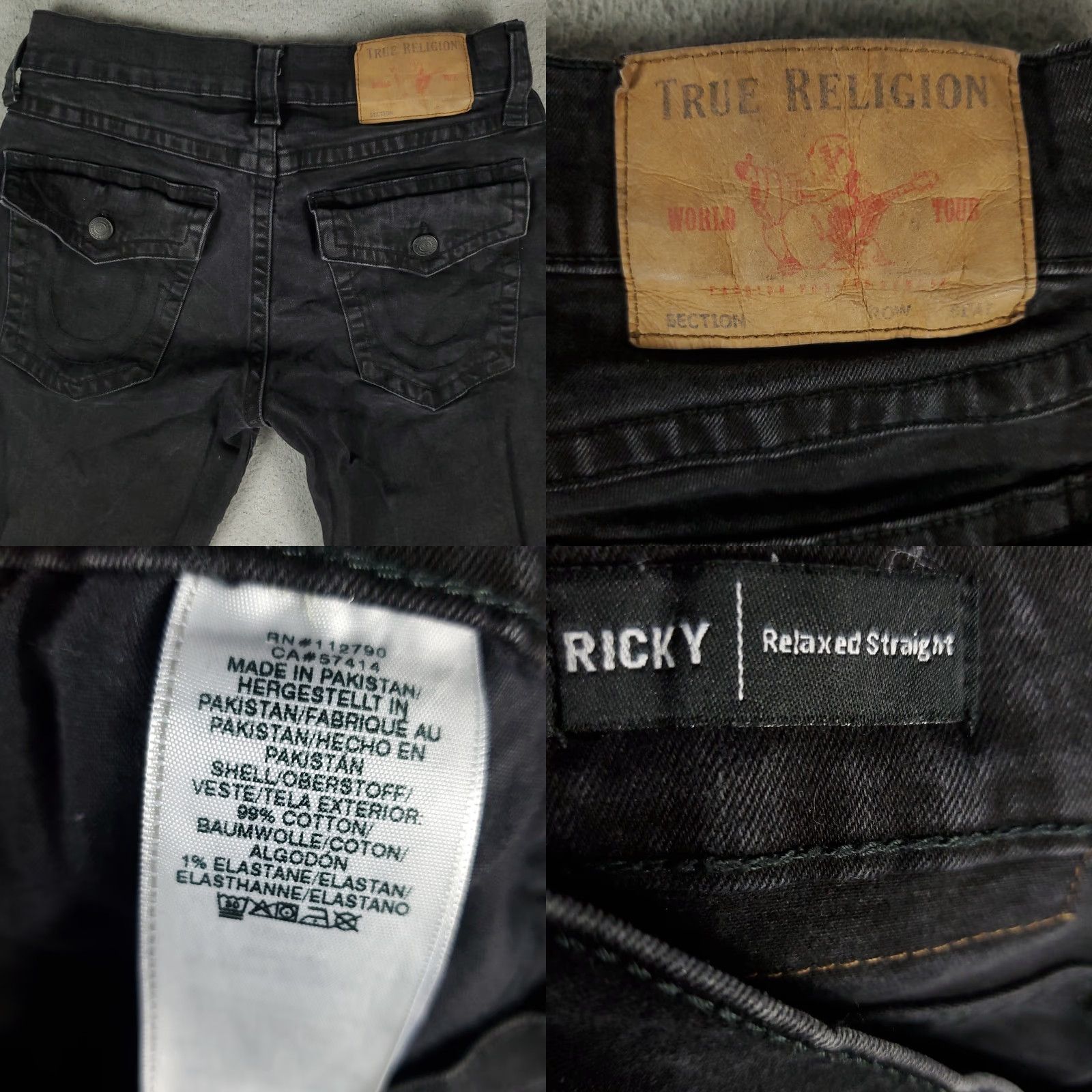True Religion VINTAGE True Religion Jeans Mens 33x31 Straight Fit Mid Rise Black Denim Logo 2000s Classic Size US 33 - 8 Thumbnail
