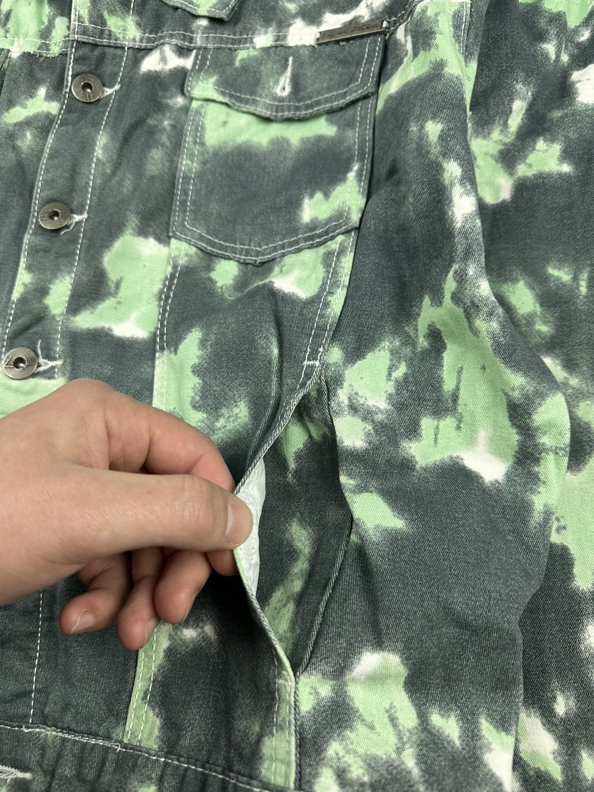 Hysteric Glamour Liquor n Poker Green Acid Wash Denim Jacket Tie-Dye Size US S / EU 44-46 / 1 - 7 Thumbnail